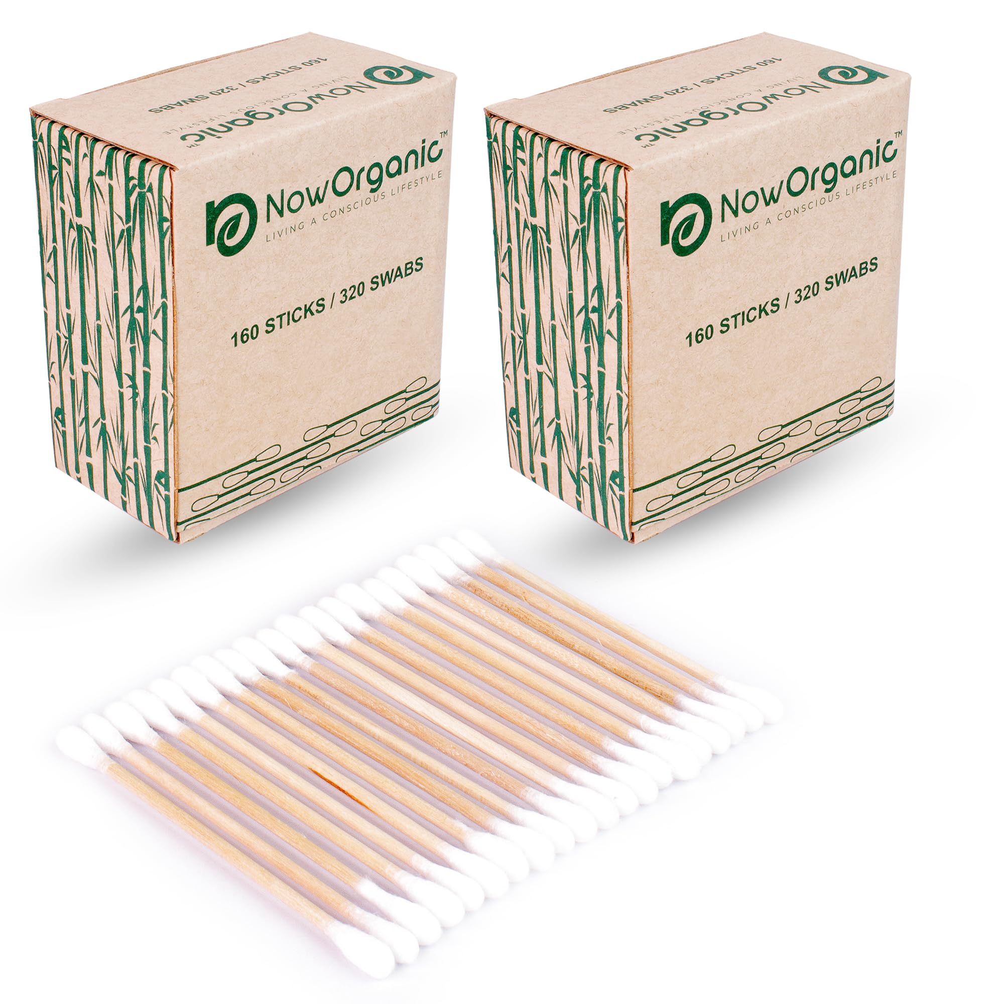 Now Organic BrandOrganic Bamboo Cotton Swabs, 320 Sticks, Pack of 2, Eco-Friendly, for Ear Wax Removal, Makeup, Cleaning Appliances-picture-46