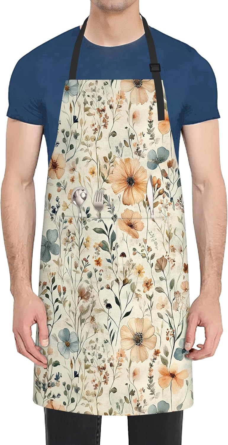 Cooking Apron for Women and Men,Adjustable Chef Bib Apron with 2 Pockets, Water and Oil Resistant for Kitchen Use - Image 8