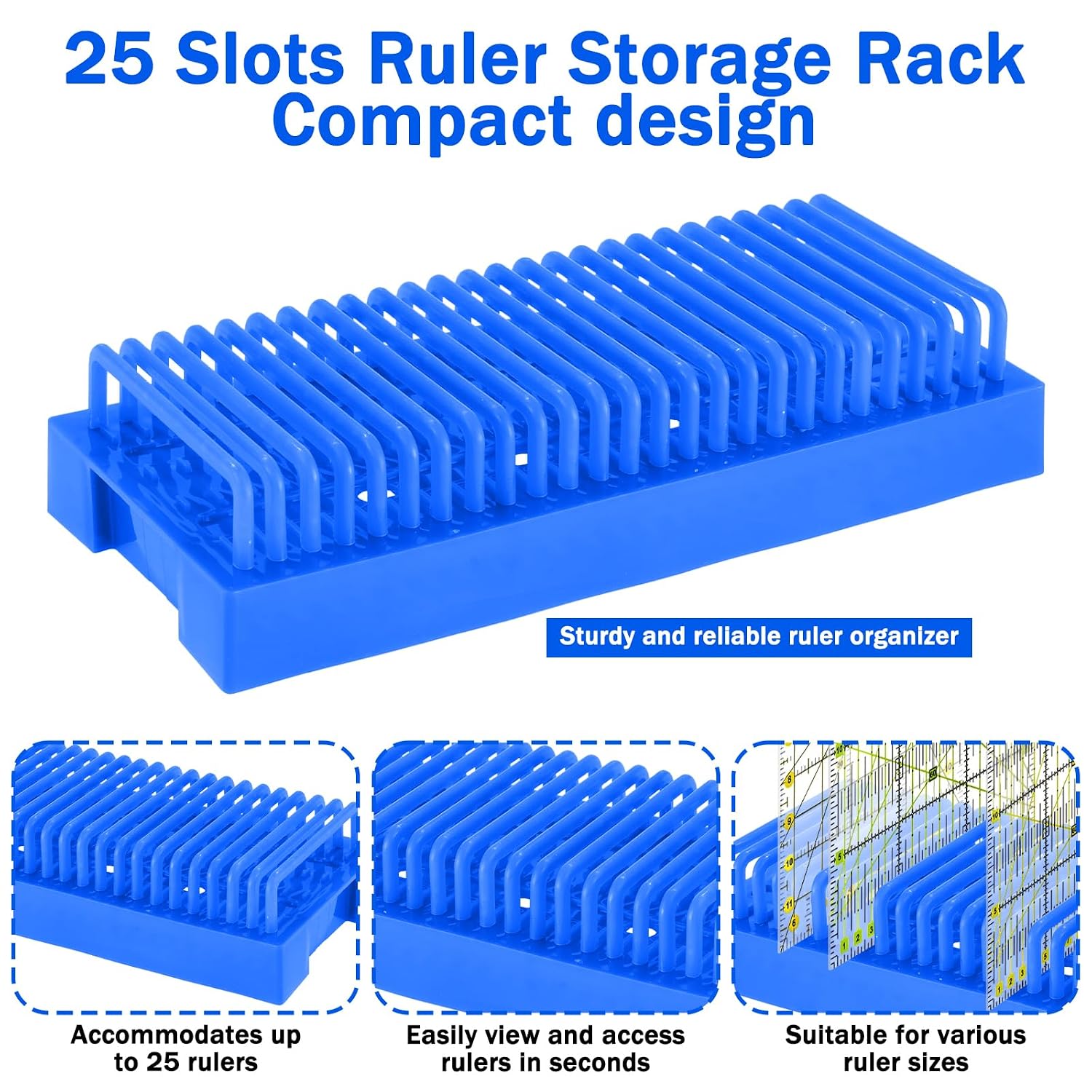 25 Slots Storage Rack for Quilting Rulers Multi Purpose Quilting Supplies Holder Organizer for Rulers Templates Ideal for Office Home Desk Craft Sewing Room Organization