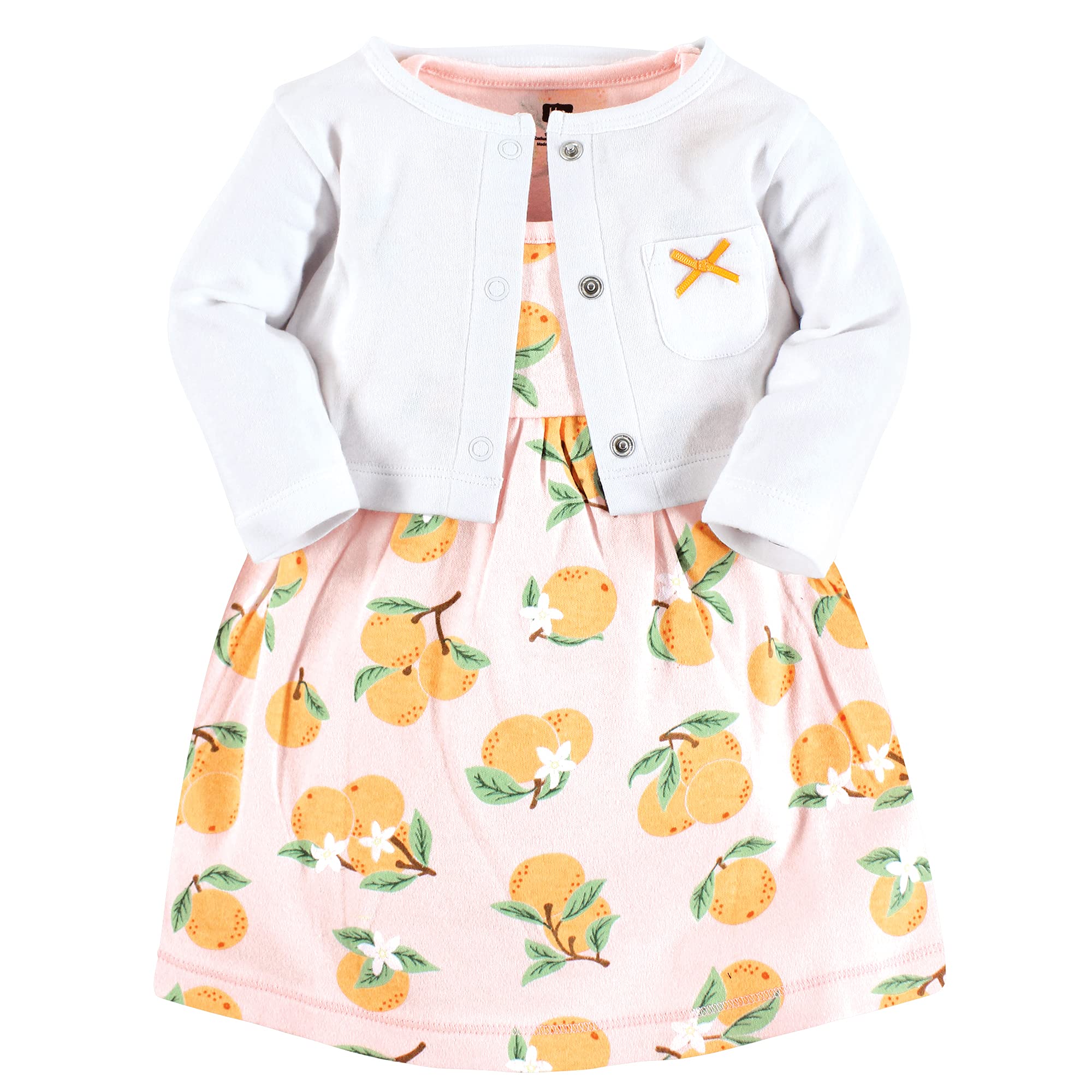 Hudson Baby Infant and Toddler Girls Cotton Dress and Cardigan Set