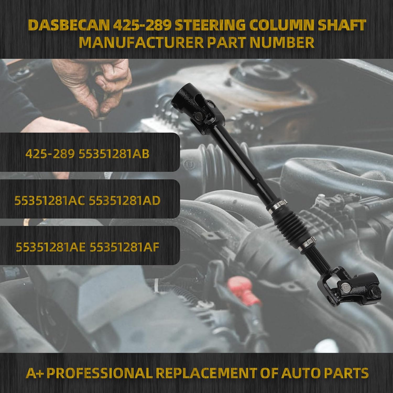 Dasbecan 425-289 Steering Shaft Lower Intermediate Steering Column Shaft Compatible with Jeep Wrangler 2007-2019 Wrangler JK 2018
