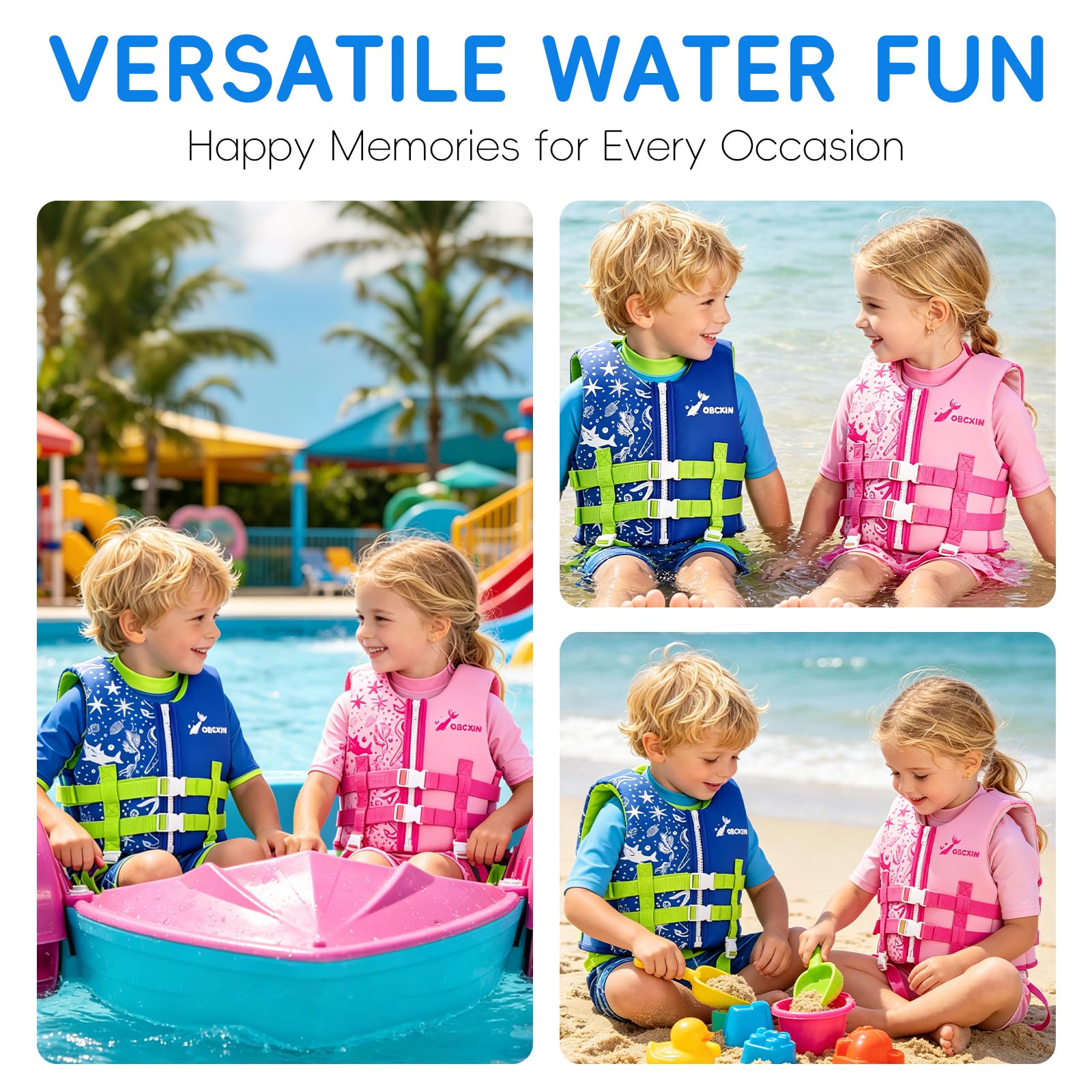 Chaleco de Natación para Niños, Flotador Ajustable, TÜV geprüft, Neopreno Suave,para Piscina Playa Clases de Natación