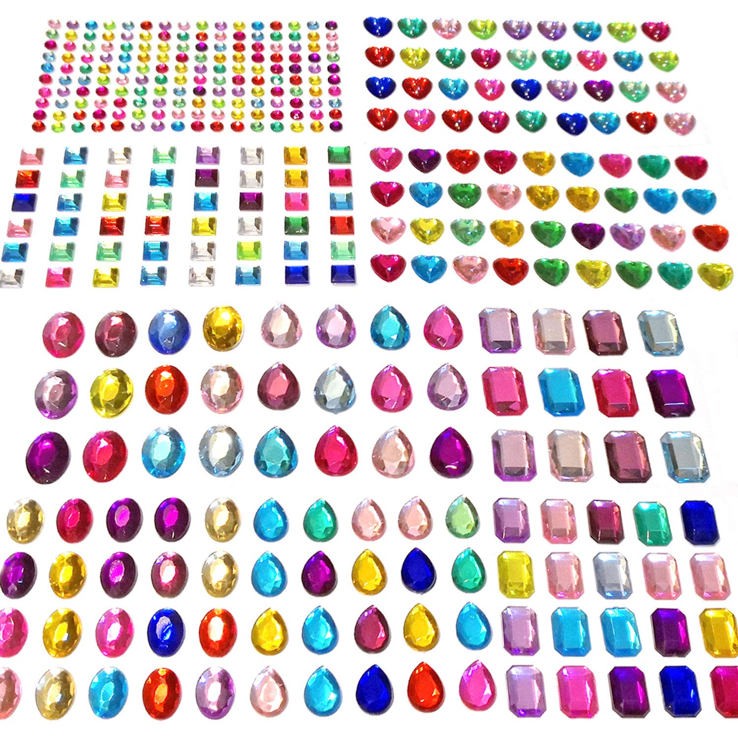 376pcs 10 Sheets Jewel Stickers Gem Stickers Rhinestone for Crafts