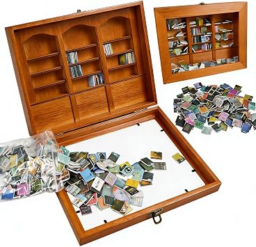 Anxiety Bookshelf Wood Mini Bookshelf with 200 Pcs Mini Books