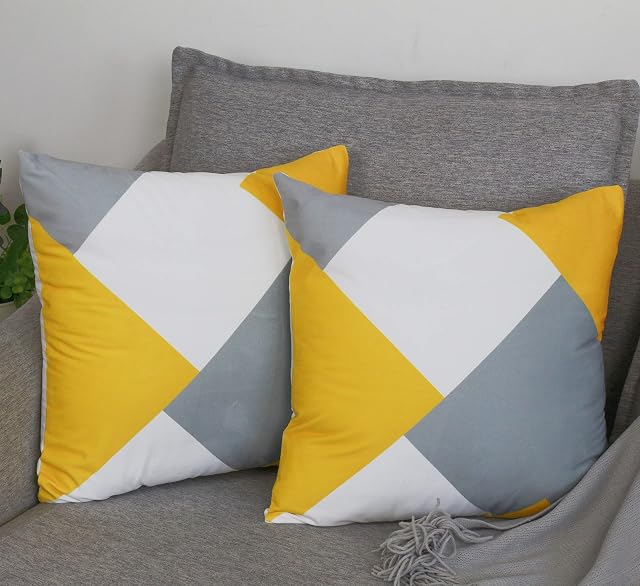 Tenwe Soft Cushion Covers,Set of 2 45x45cm Velvet Pillow Case Decorative Square Throw Cushion Cover for Livingroom Bedroom with Invisible Zipperyellow ,18 x 18 Inch)