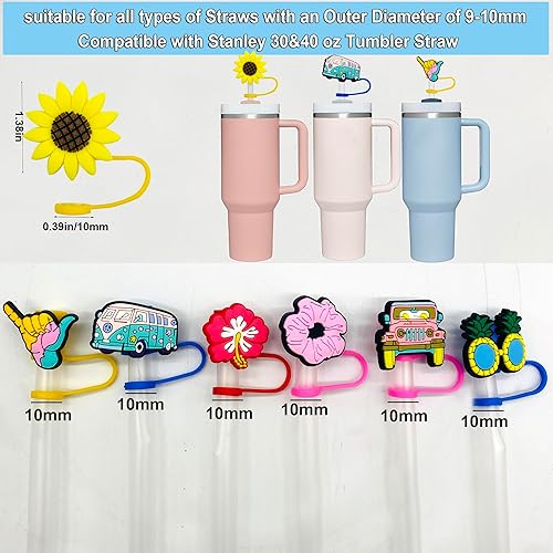Miniatura 3 de 12 tapas de pajilla, bonita cubierta de paja de verano para vaso Stanley de 30 y 40 onzas, cubrecolchón de popote para copa Stanley en diferentes
