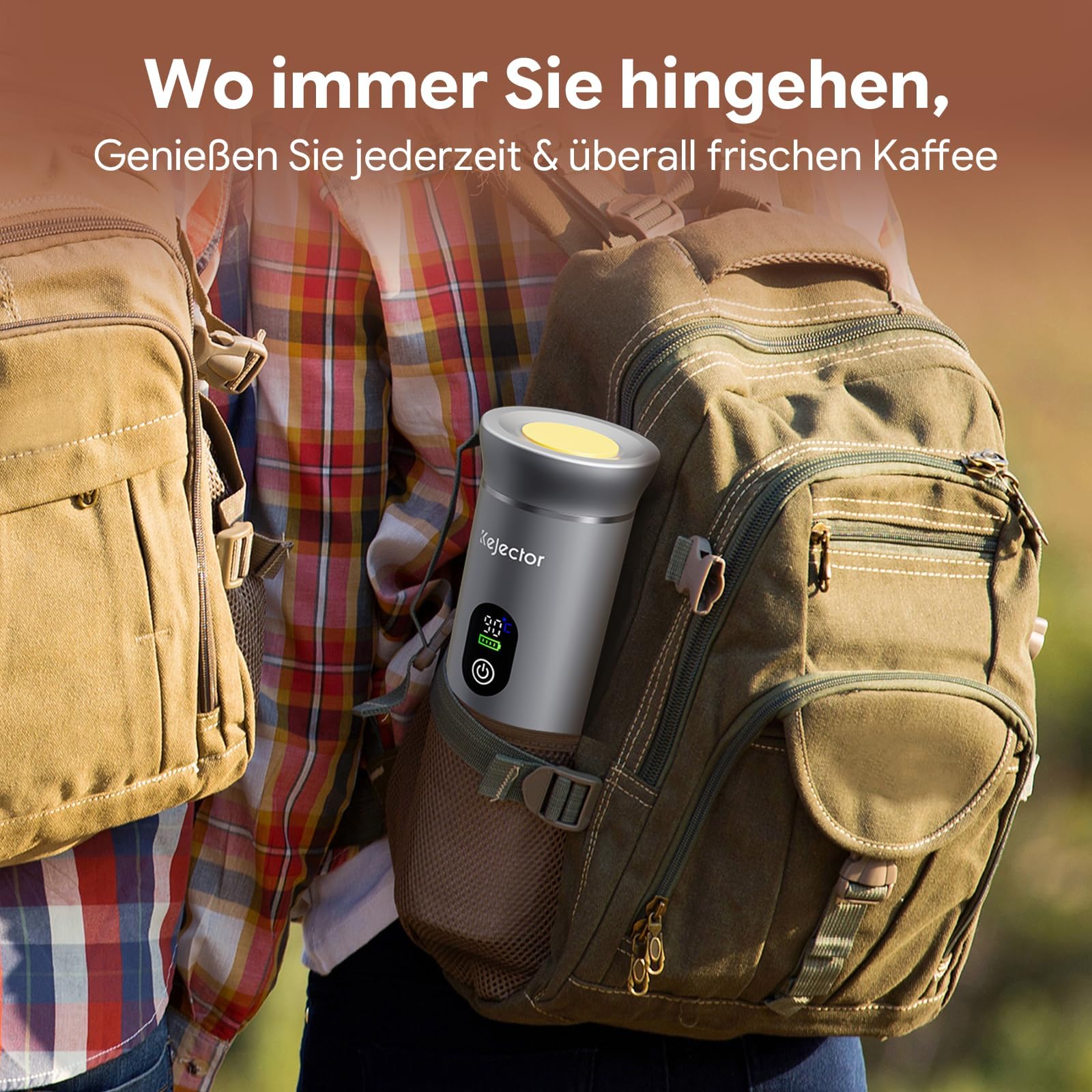 kejector Cafetera portátil de viaje, máquina de café espresso nano para coche, compatible con café molido, cápsula para autocaravana, senderismo, camping, oficina, espresso de viaje