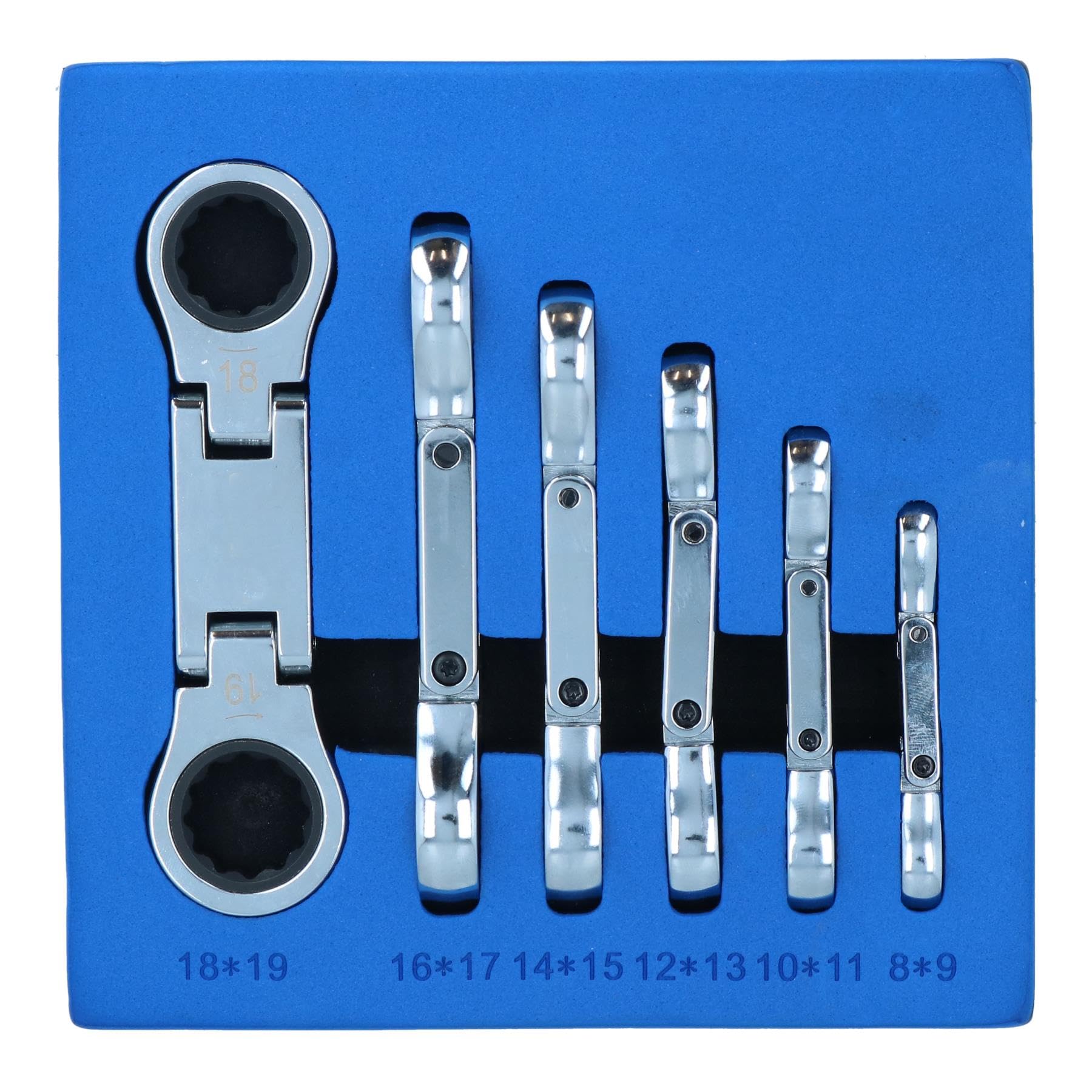 AB Tools Zestaw kluczy metrycznych z podwójną głowicą Flexi 8 - 19 mm 6 szt. 72 zęby