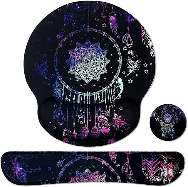Sosolong Keyboard Wrist Rest and Mouse Pad with Wrist Support, Ergonomic Mouse Pad with Coaster, Comfortable for Easy Typing, Memory Foam Keyboard Pad Set for Laptop Mac