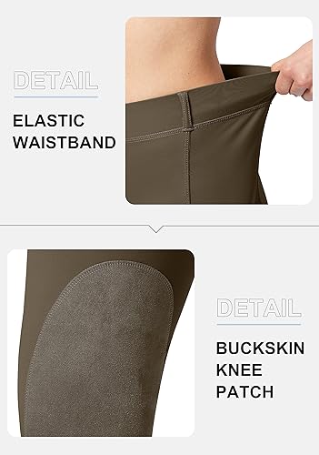 Miniatura 5 de SANTINY Pantalones de equitación para mujer con bolsillos con cremallera, mallas de escuela con parche en la rodilla, pantalones ecuestres para mujer