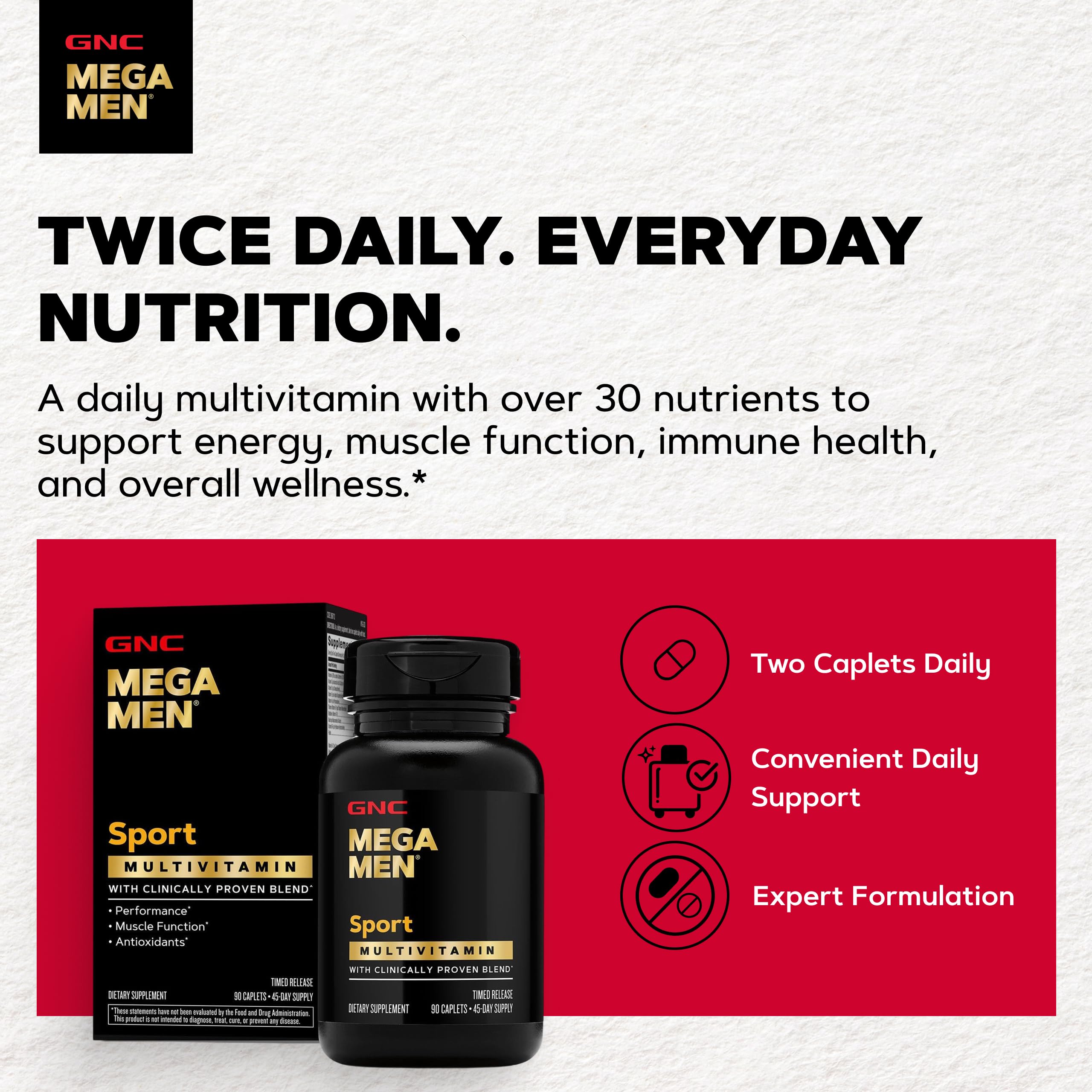 GNC Mega Men Sport Multivitamin, Performance & Muscle Function, 90 Count — Amazon image 3