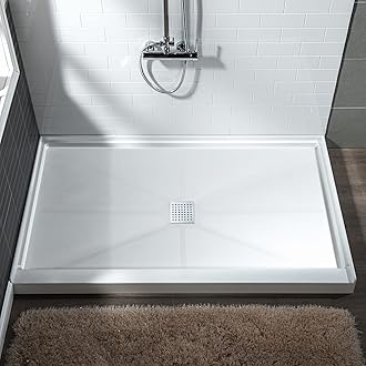WOODBRIDGE SBR4832-1000C-CH Shower Base, 48"x 32", White with Chrome Cover