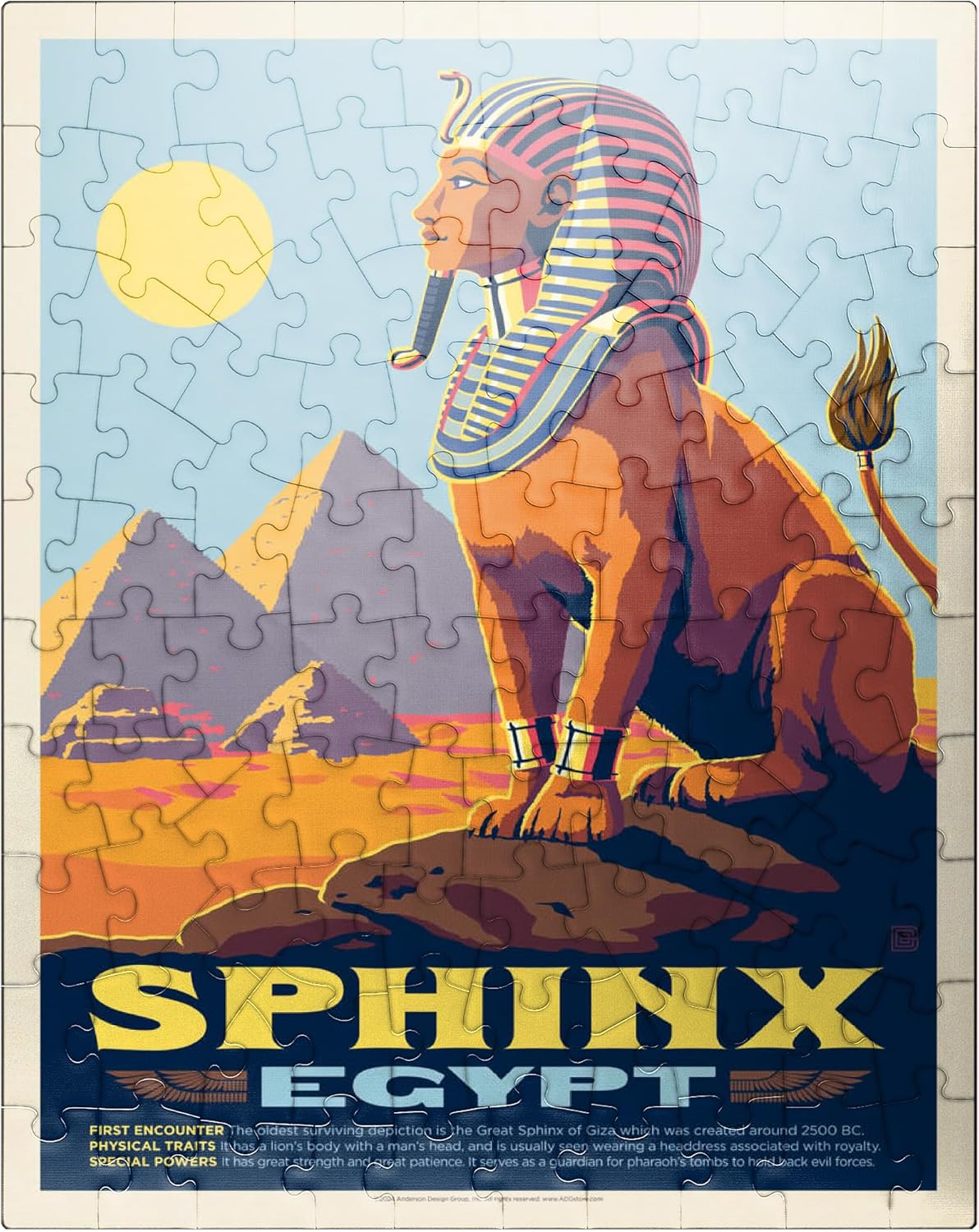 MyPuzzle Mythical Creatures: Sphinx (Egypt), Vintage Poster - Premium 1000 Piece Jigsaw Puzzle for Adults