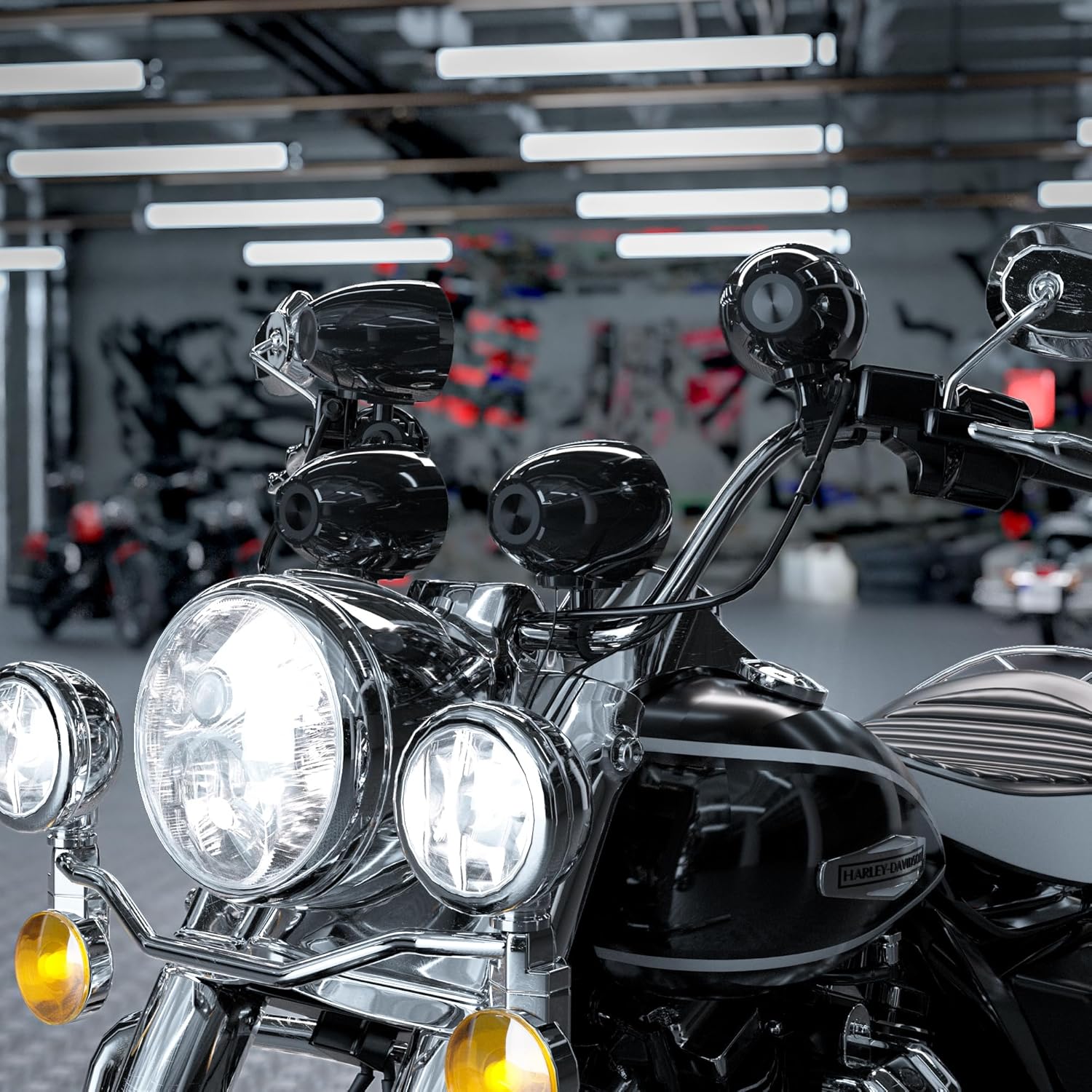 GoHawk Motorcycle Bluetooth Speakers | 4-Speaker Waterproof 4.1-Channel Amplifier Audio System w/ 4.25" Speakers | Handlebar-Mounted Music Stereo for Harley, ATV, UTV | FM Radio, USB/AUX