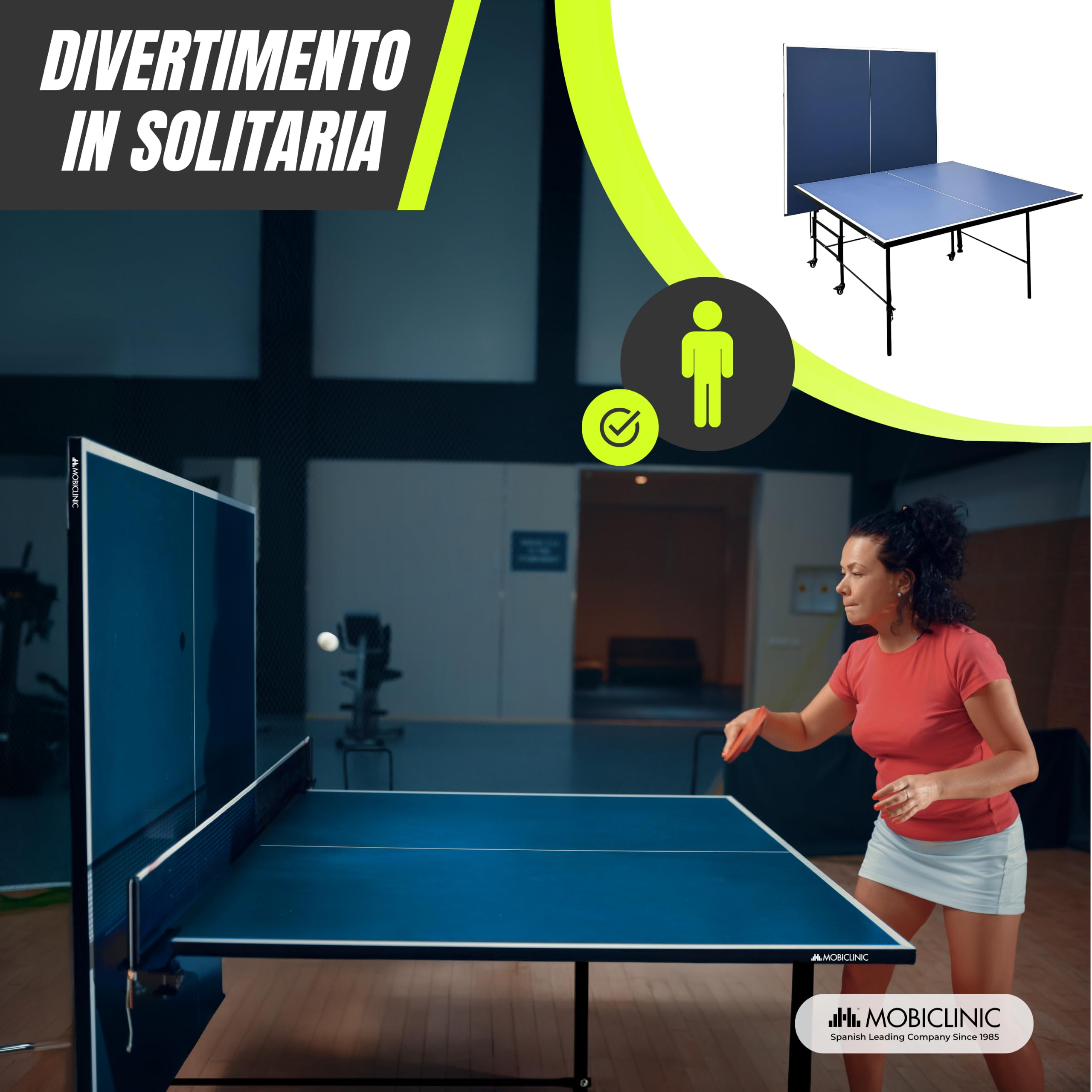 Mobiclinic®, Tavolo Da Ping-Pong Professionale Pieghevole, 274x152’5x76 cm, Include Rete e Custodia Protettiva, 2 Racchette, 3 Palline, Tokyo, Ruote Bloccabili a 360º, Maniglie Per il Trasporto
