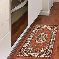 Vista 26 de Antep Rugs Alfombras Oriental - Alfombras tradicionales de 2 x 7 pies (antideslizante) de bajo perfil con parte trasera de goma para interiores Azul