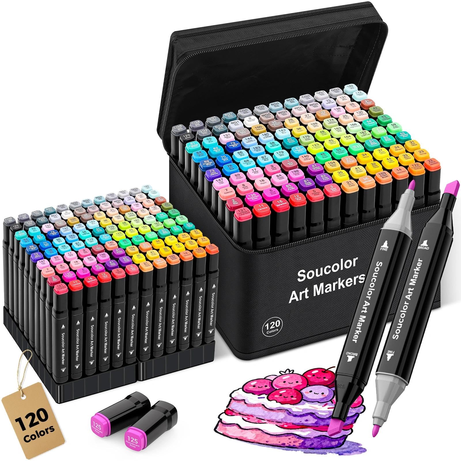 Amazon.com: Soucolor Alcohol Markers 120 Colors with Case