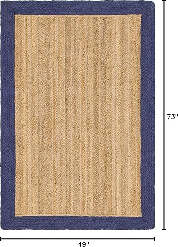 Miniatura 2 de Unique Loom Colección de yute trenzado de calidad clásica tejida a mano con detalles de color sólido, alfombra rectangular de 4 pies x 6 pies 0