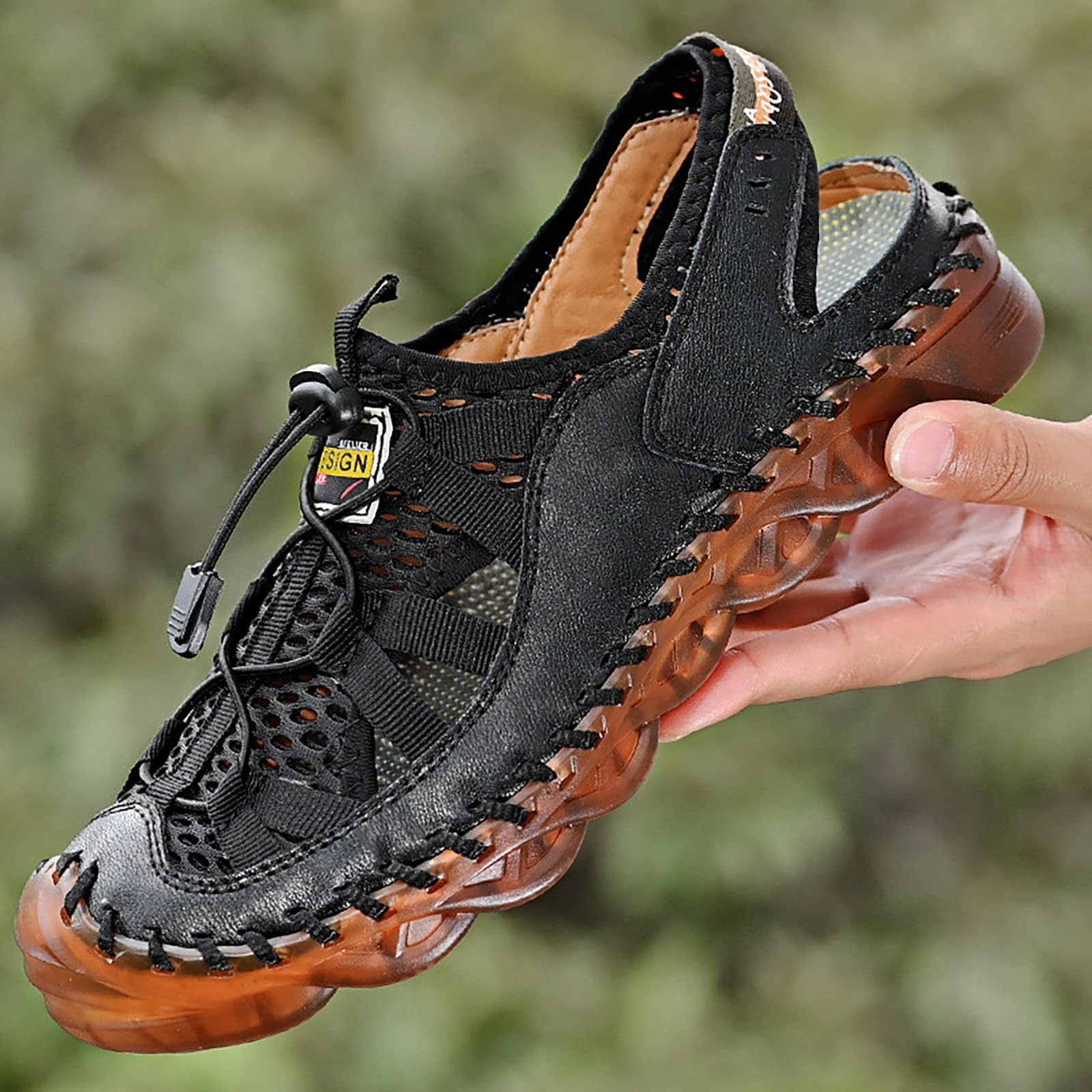 sandalia barefoot Sandalias para hombres Nuevo verano Ahueca hacia fuera Zapatillas de cuero Sandalias casuales Zapatos de playa de blanda sandalia barefoot chanclas de vestir hombre