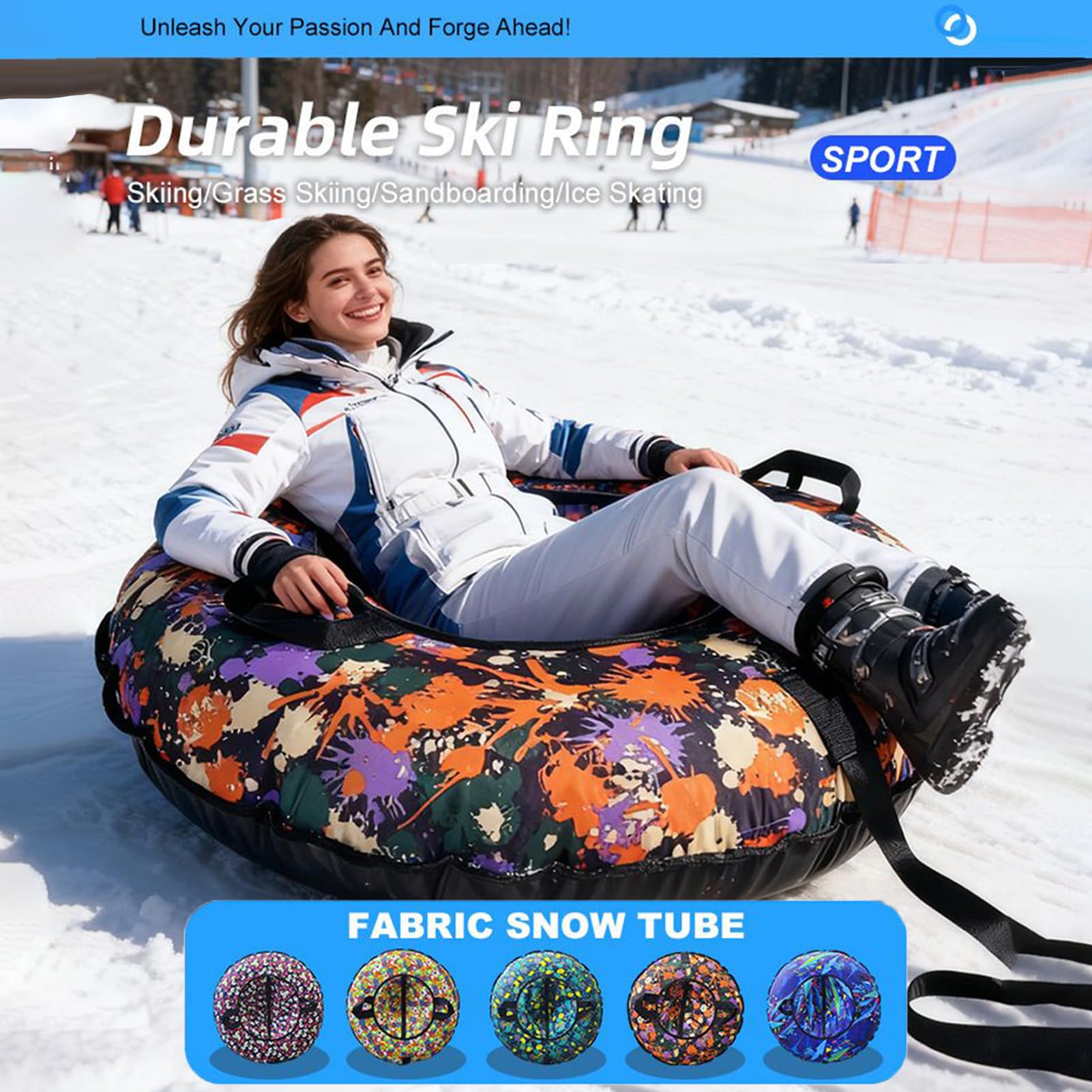 Luge à Neige Matelas Gonflable de 104 Centimètres avec Poignées