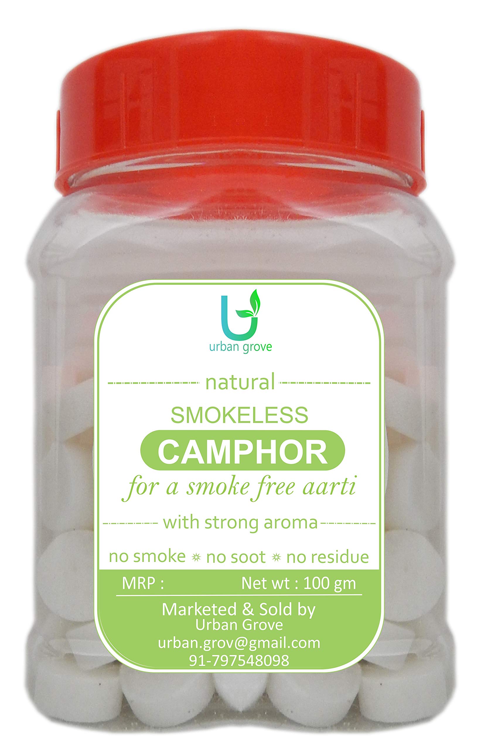Urban Grove Smokeless Camphor/Karpoor/Kapoor/Karpoora - 100 Grams