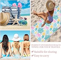 Vista 4 de Tudomro 4 toallas de playa de gran tamaño de microfibra de flamenco, toallas de piscina grandes para adultos, mujeres y hombres, toallas de natación