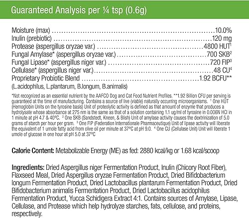 Miniatura 6 de Only Natural Pet Complejo completo de salud intestinal, suplemento de probióticos y enzimas digestivas para perros y gatos, promueve la digestión