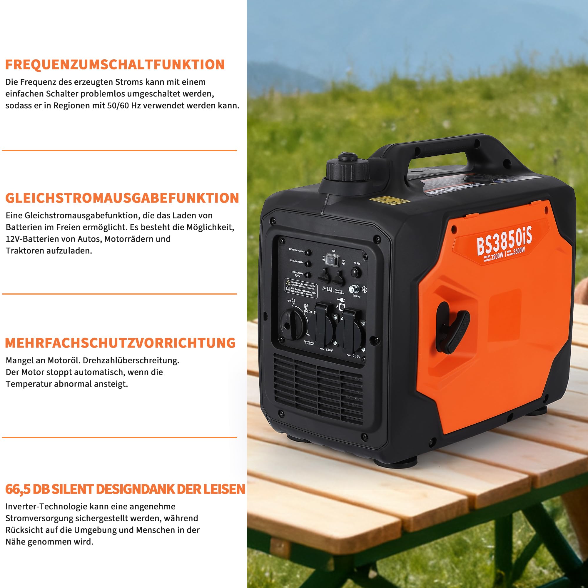 Notstromaggregat Benzin 3500W Inverter Stromerzeuger Stromgenerator