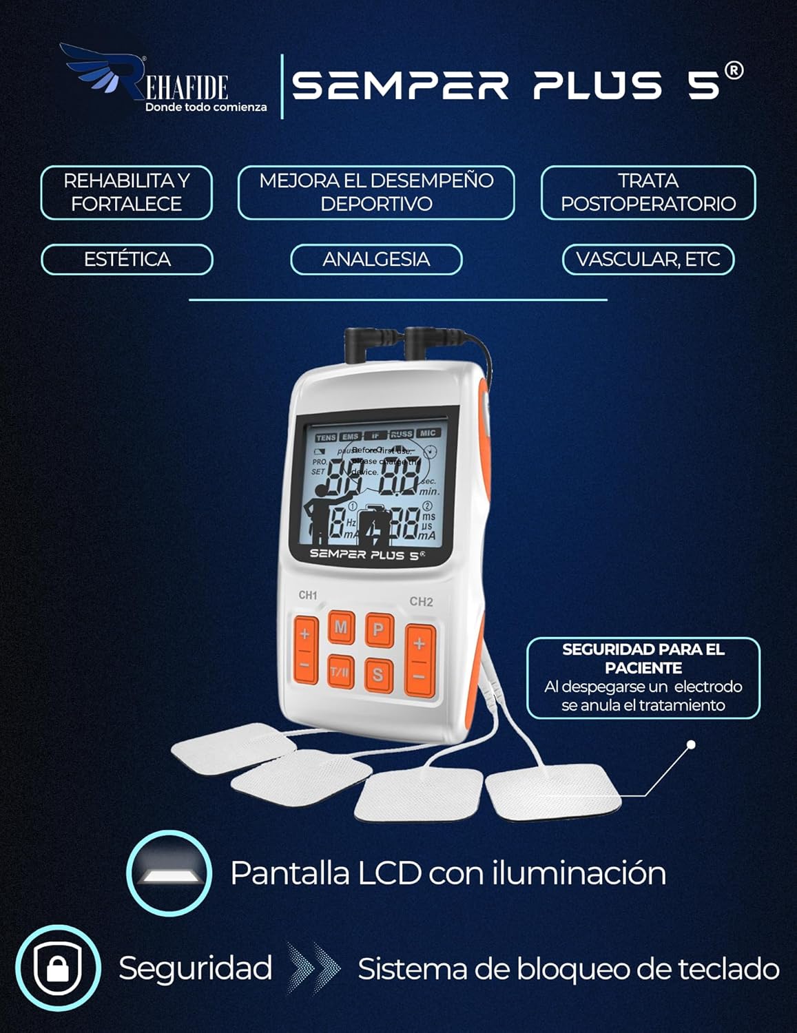 SEMPER PLUS 5 with electrodes and safety features