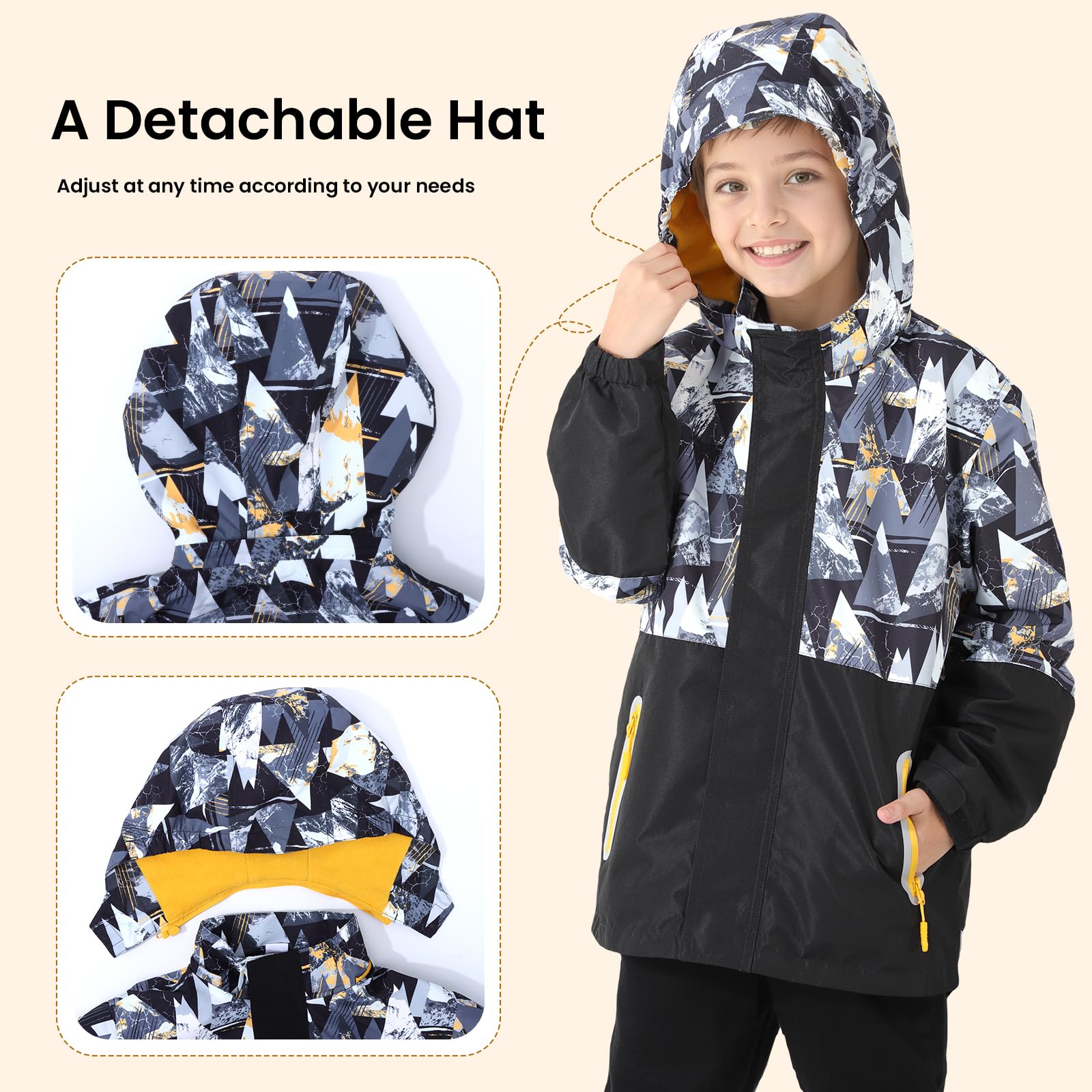 Veste Soft Shell imperméable coupe-vent garçons avec capuche automne hiver