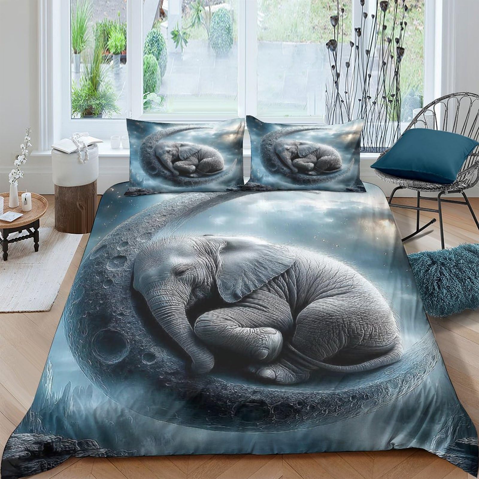 Ctjqhvkz Style-4 3D Printed Sleeping Baby Art Fitted Sheet Microfiber Soft Blue Swirl Mattress Cover For Bedroom Dorm Décor Single（135X200cm）