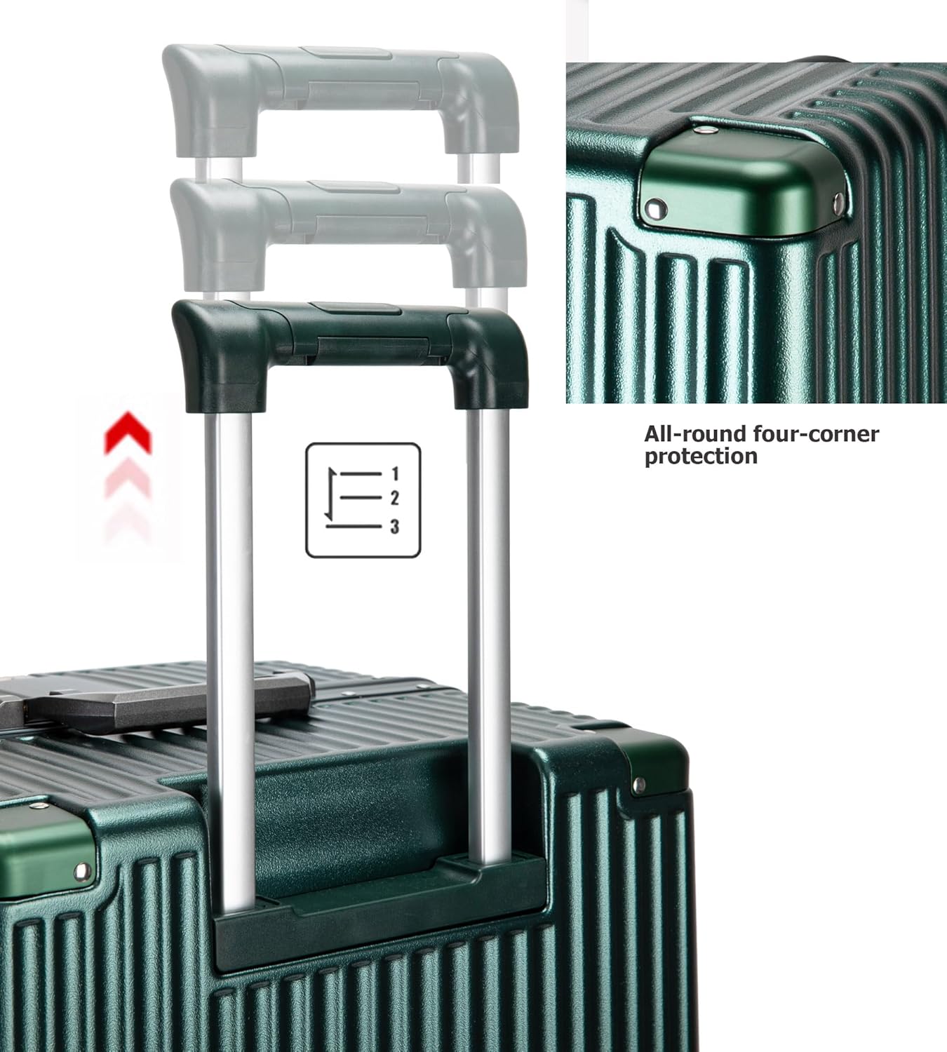 feilario 30in Super Large Captain Aluminum Frame Hardside Spinner Wheels Luggage, Removable Wheels Zipperless Checked Suitcase with Cup Holder/Phone Holder - Image 6