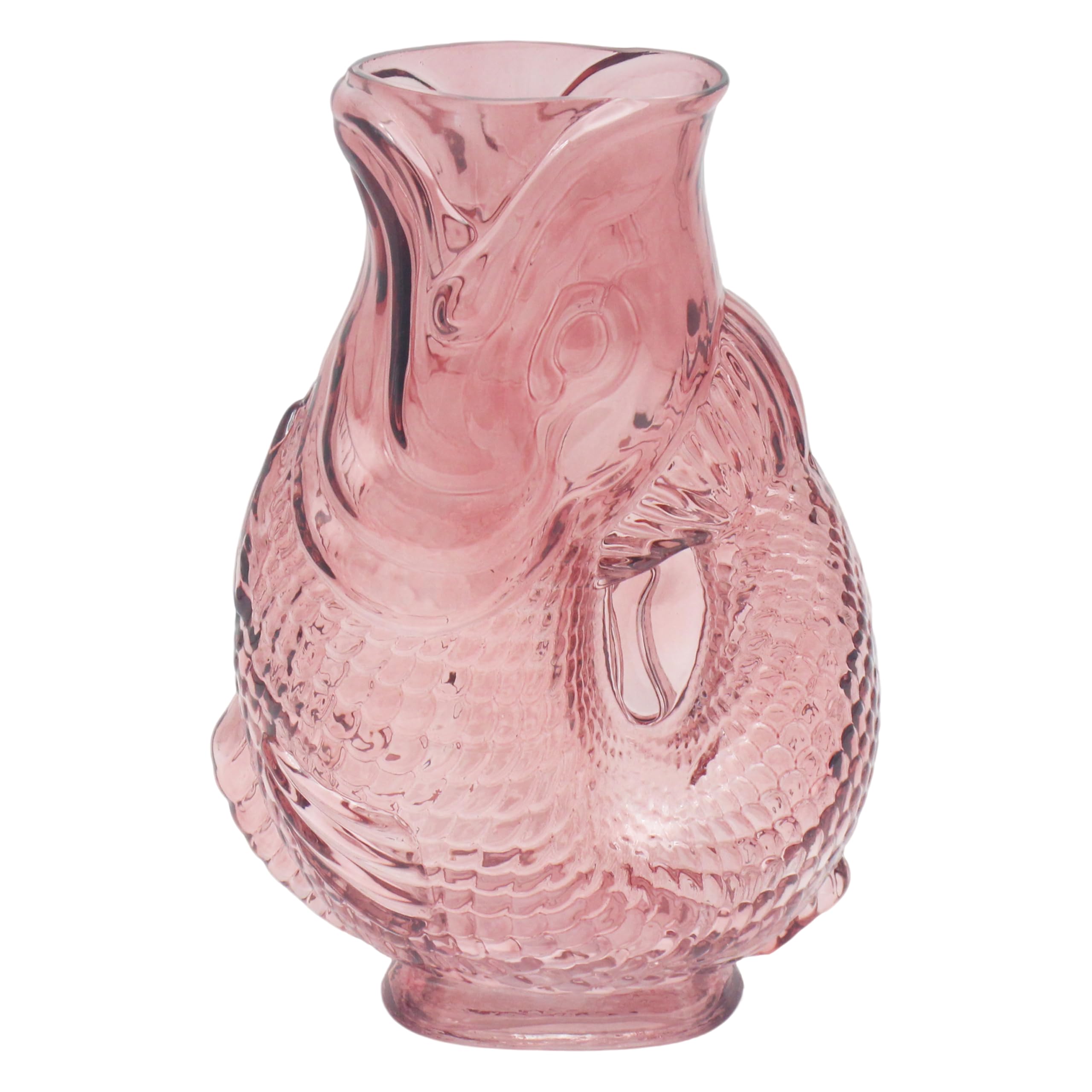 Glass Fish Flower Vase 24cm Pink Home Decor Ornament Aesthetic Coastal Display