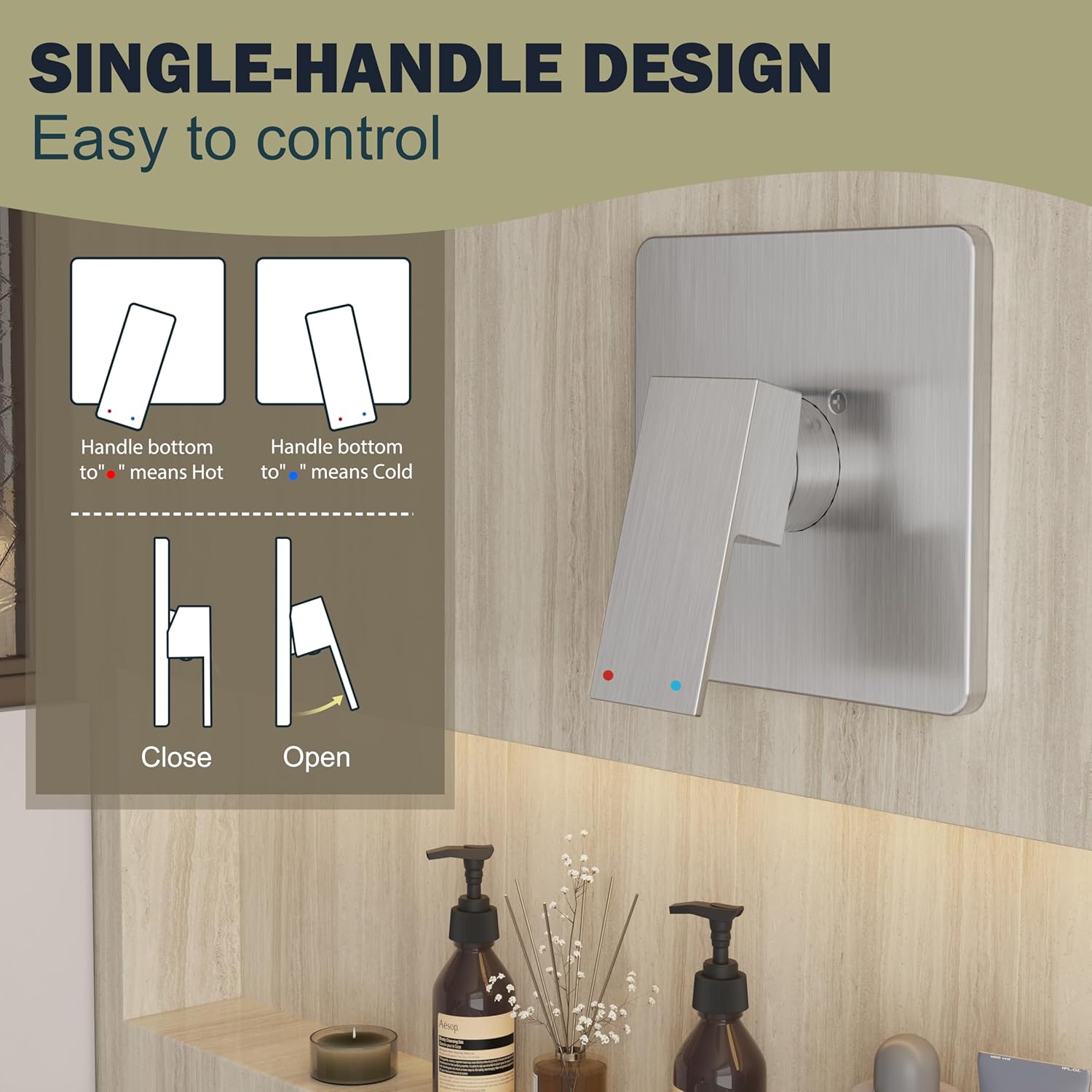 Shower Faucet Set, Brushed Nickel Tub Shower Faucet with All-Metal 8-Inch Rainfall Showerhead and Bathtub Spout, Single-Handle Tub Shower-Trim Kit with Valve, Brushed Nickel