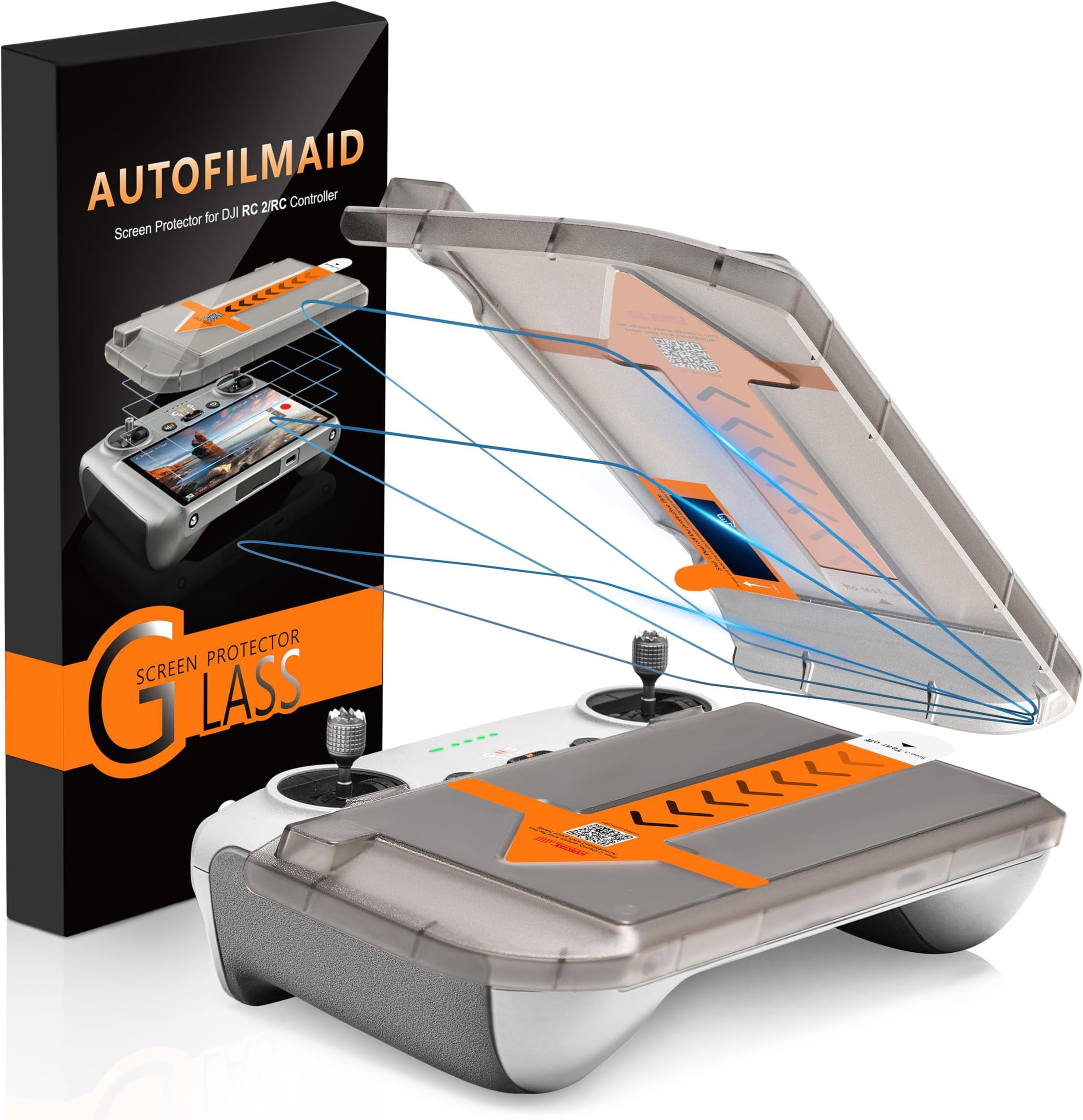 NALACAL Tempered Glass Screen Protector for DJI RC/RC 2 Controller - Auto Alignment Kit, Ultra HD Vision, Fingerprint Resistant, 9H Hardness for DJI Mini 4 Pro, Mini 3, Air 3 Accessories (3 PACK)