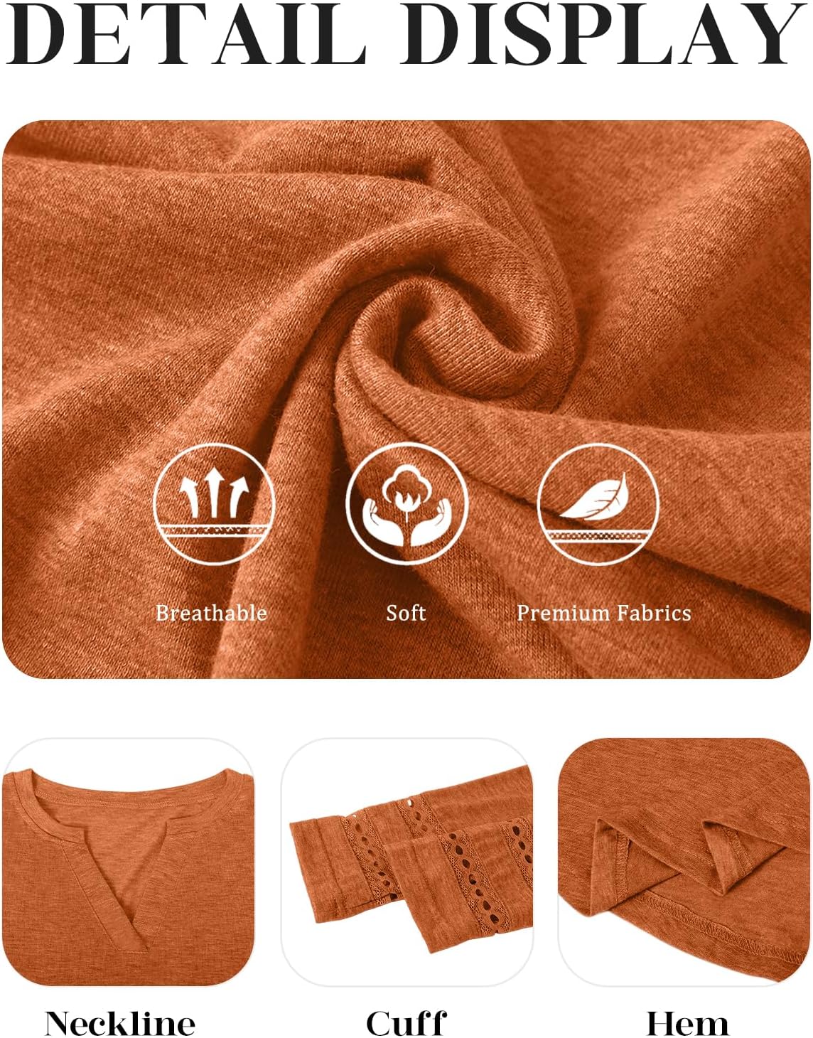 Womens Long Sleeve Shirts Casual Notch V Neck Basic Tees Cute T-Shirt Dressy Tunic Tops Spring Fall Fashion Outfits 2026 - Image 5