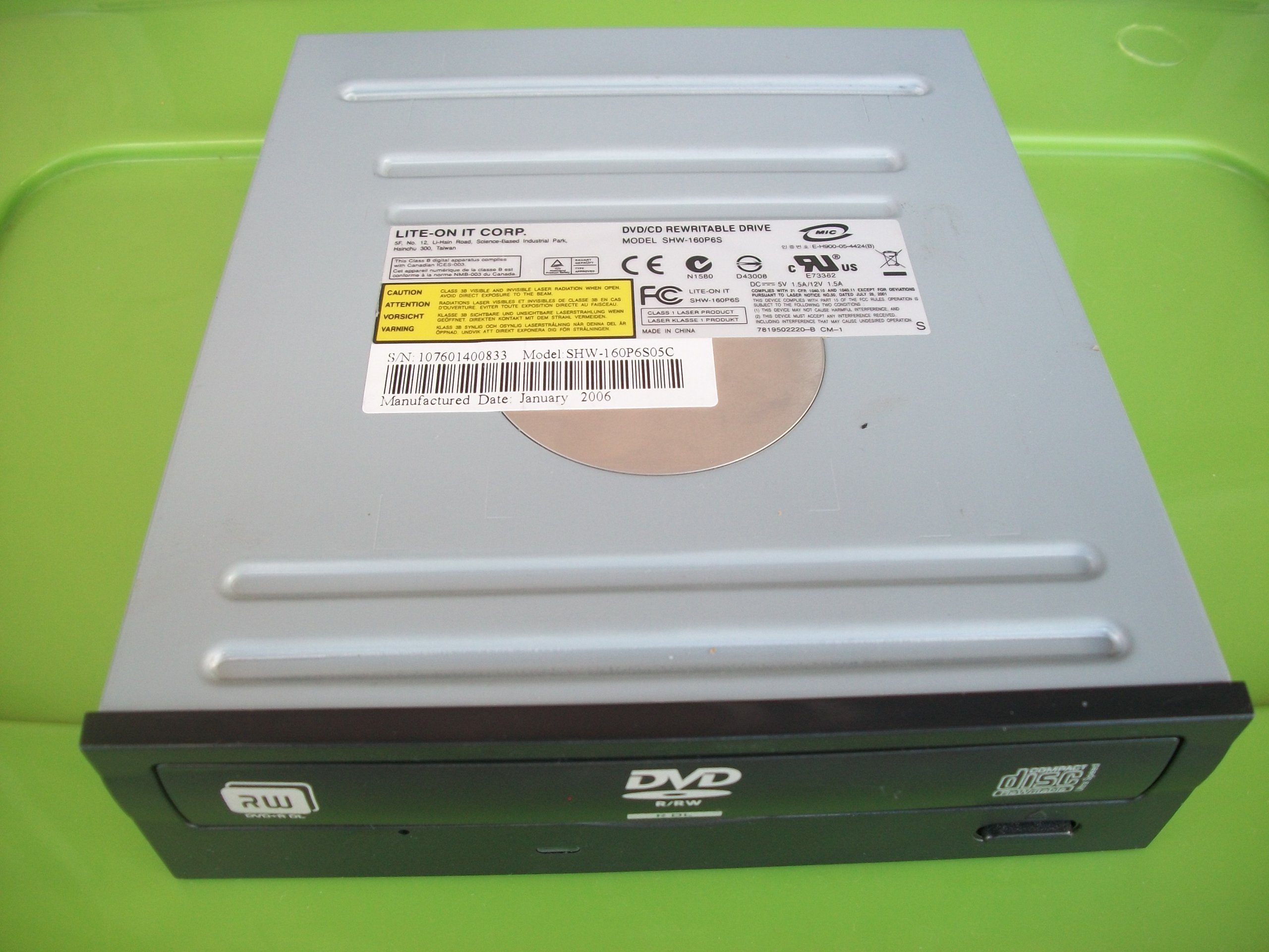 Lite-On Shw-160P6S Dvd+R/Rw Dl Cd-Rw Masterizzatore Dvd Nero