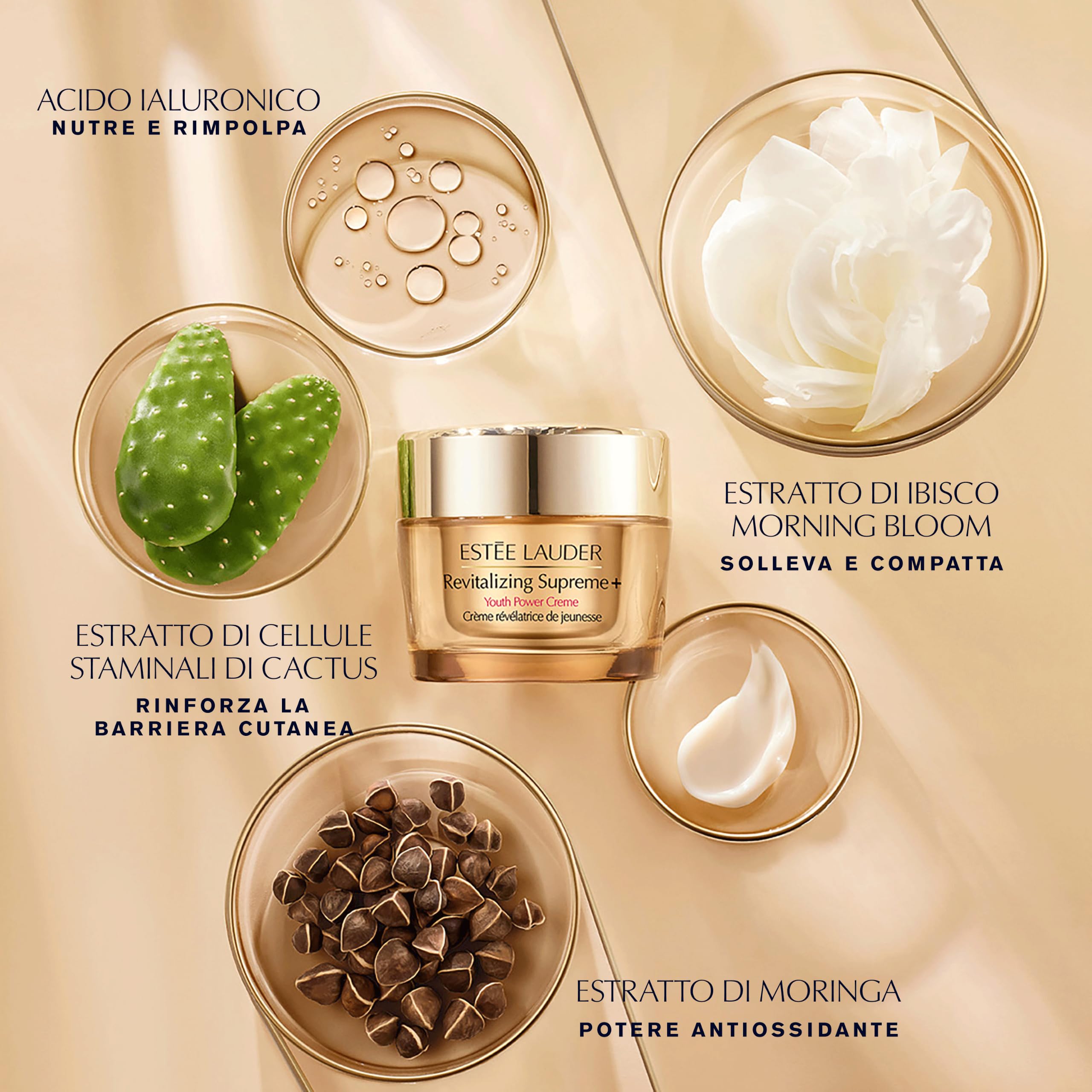 Estée Lauder Revitalizing Supreme+ Youth Power Cream | Crema viso antirughe con Acido Ialuronico e peptidi, 75 ml