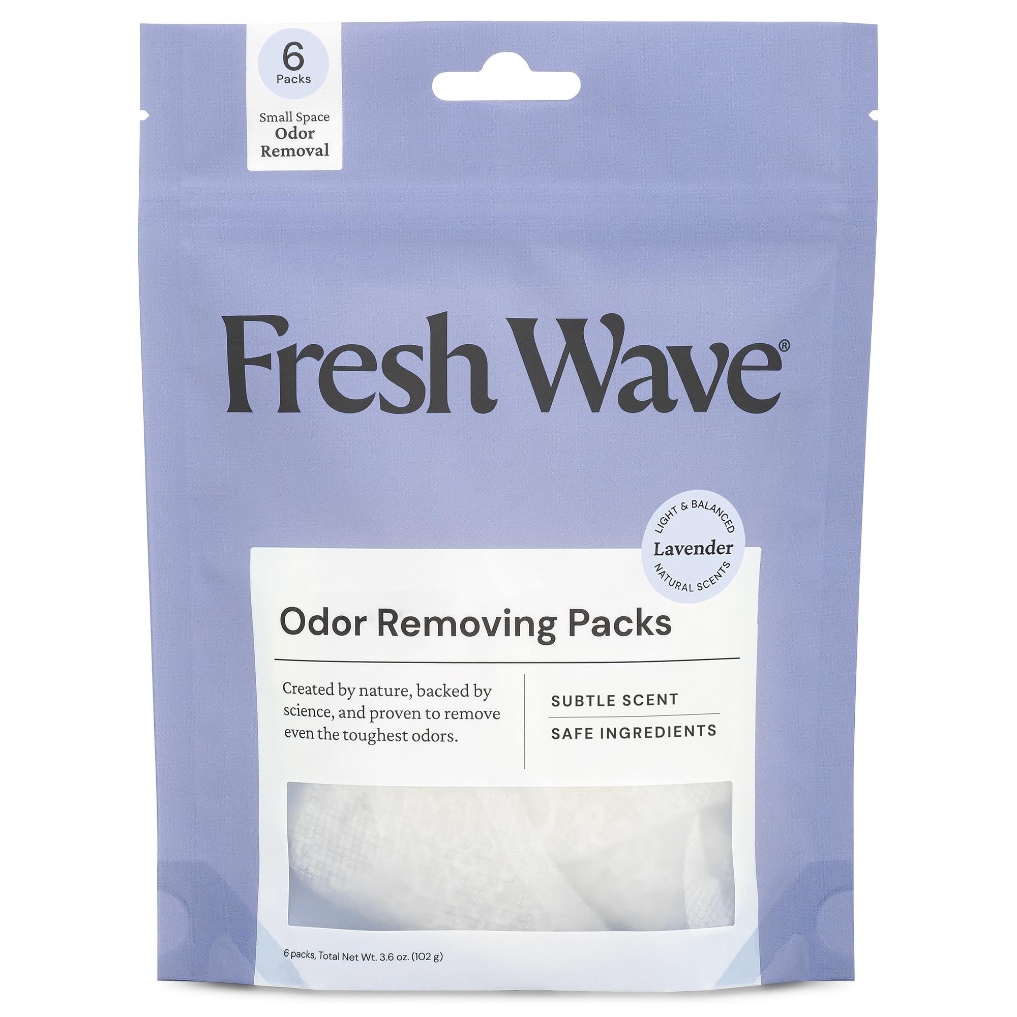 Fresh Wave Odor Eliminator Packs, 6-Pk for Small Spaces &amp; Closets, Lavender