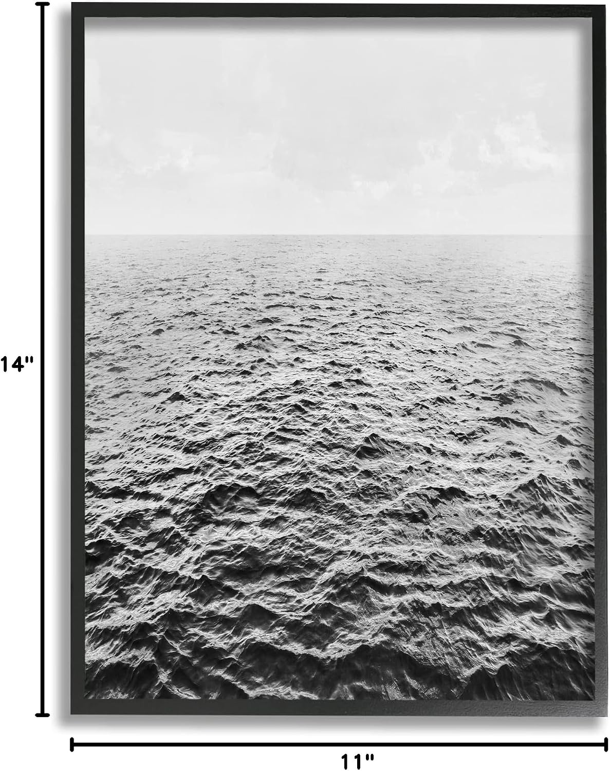 'Monochrome Stormy Sea Rough Water Foggy Ocean'| Framed Giclee Art | Stupell Industries | Black, 11 x 14 Inches, Easy to Hang and Sturdy, Made in USA, by Mike Calascibetta