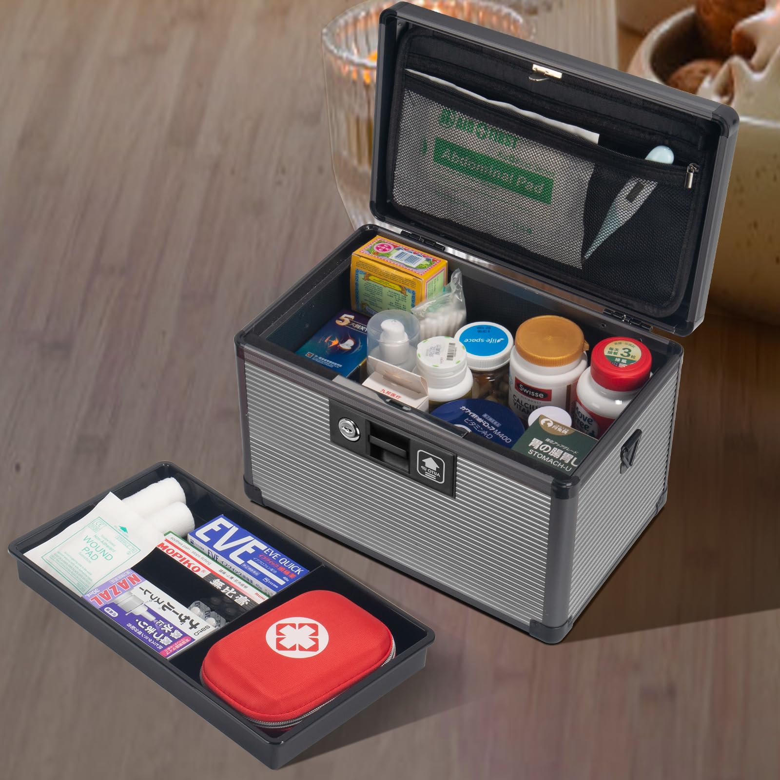 Medicine Lock Box with Key, Aluminum Alloy Lock Box for Medication — Amazon image 2