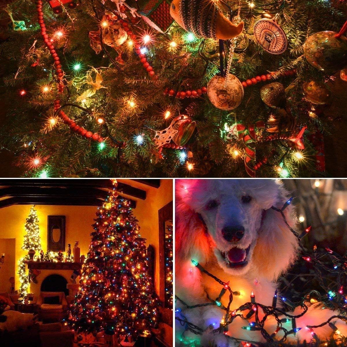 Christmas Independence String Lights 14m 46ft 110 LEDs Outdoor Indoor 8 Modes Twinkle Lights Waterproof Expandable Female and Male Plug in Fairy Lights for Halloween Party Wedding Pubs (Multi-Color)