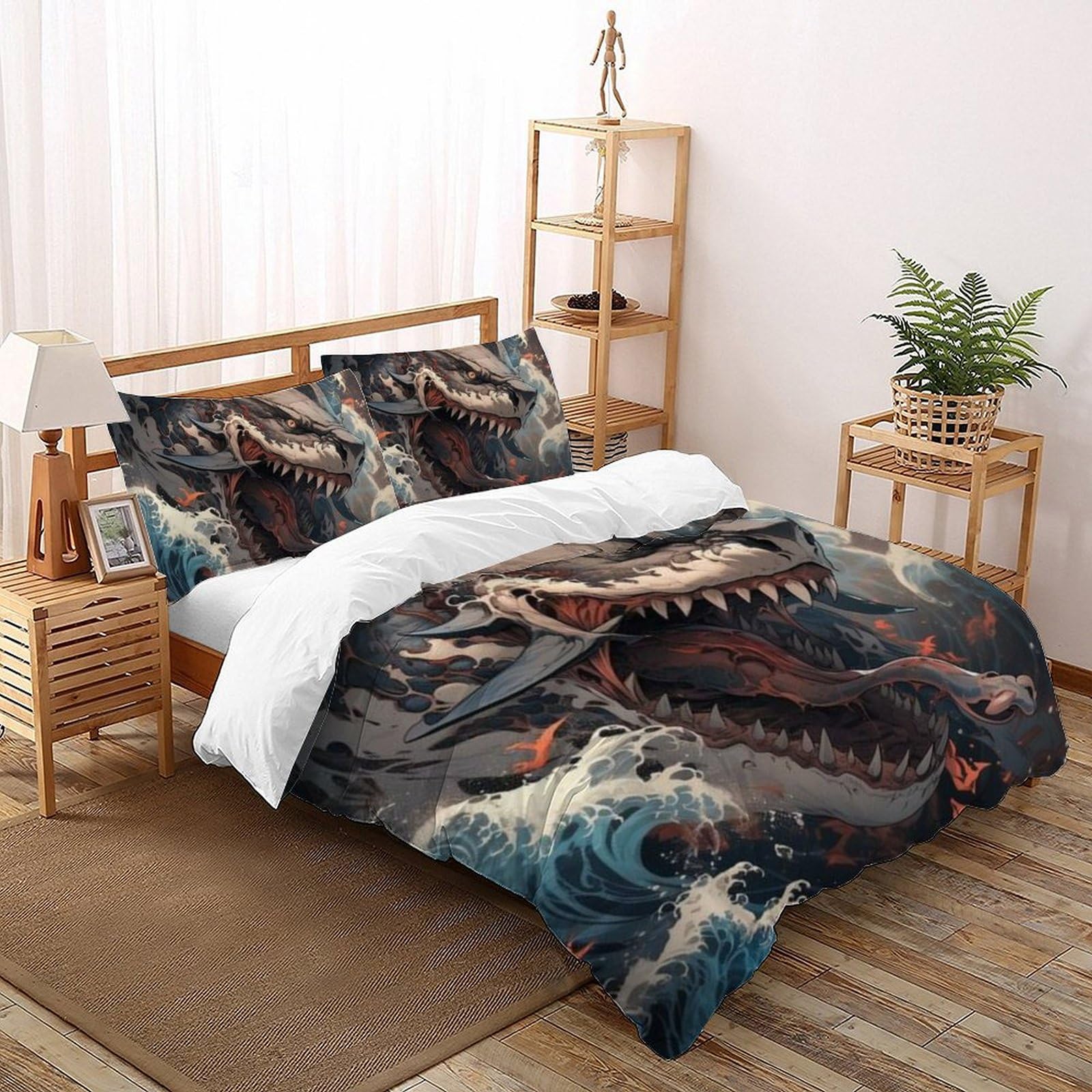 Housse de couette requin 220x240 pour une chambre d'ado marine