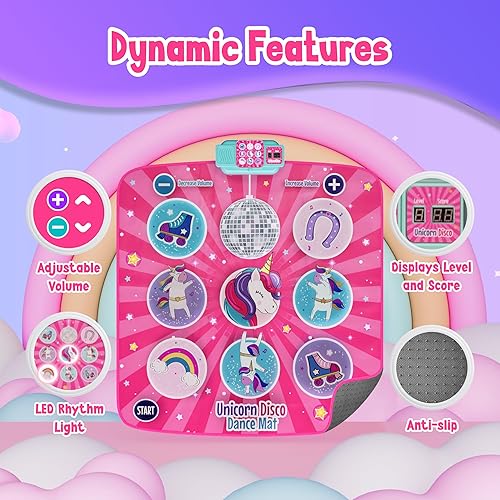 Miniatura 6 de Tapete de baile de unicornio para niños a partir de 6 años  Reproduce 5 niveles y 5 canciones  Regalos de unicornio para niñas de 6 años  Juguetes