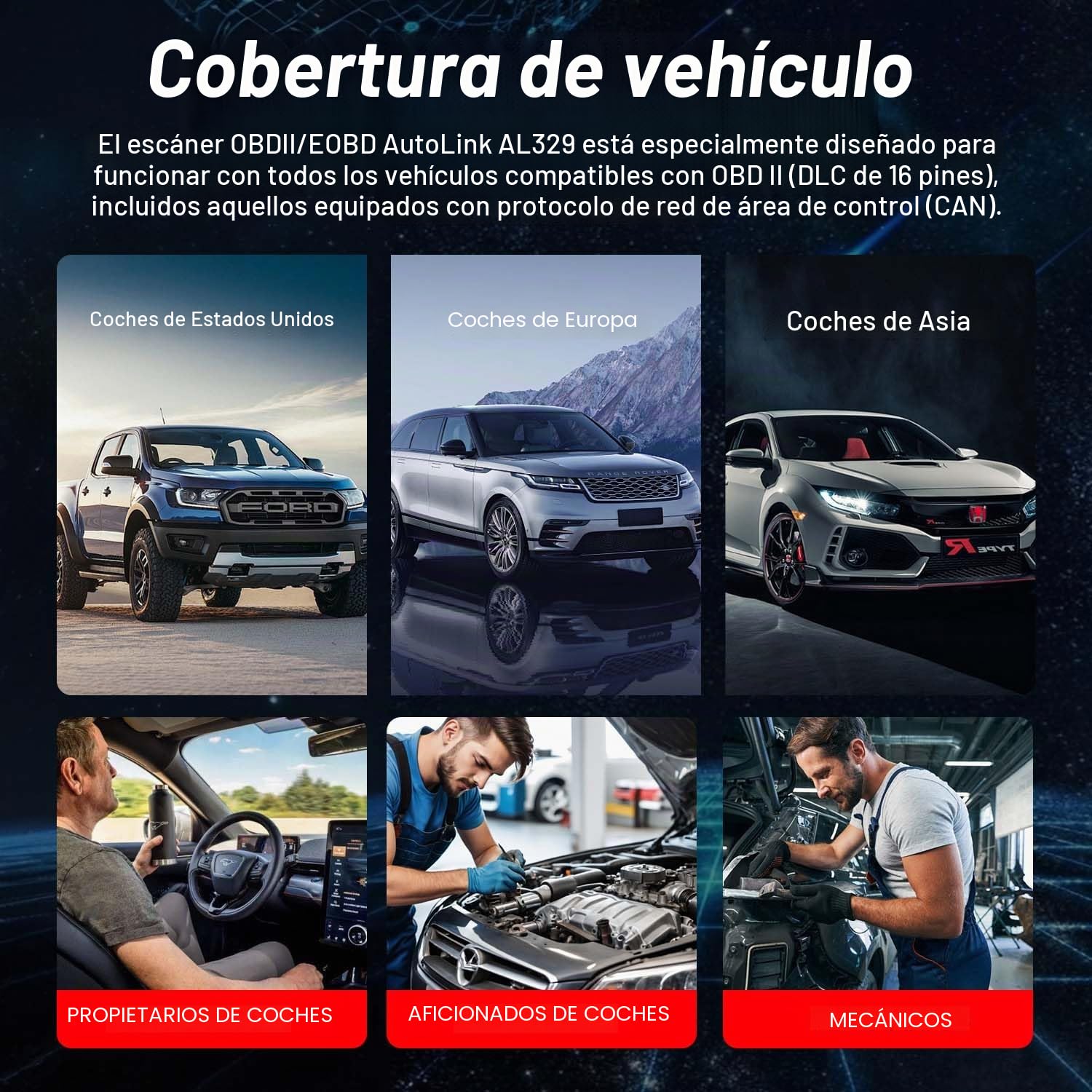 Autel AutoLink AL329 (actualización gratuita de por vida) OBD2/EOBD Lector de códigos de mano, llave de preparación I/M con un solo clic, herramienta de escaneo de diagnóstico OBDII/CAN, datos en vivo