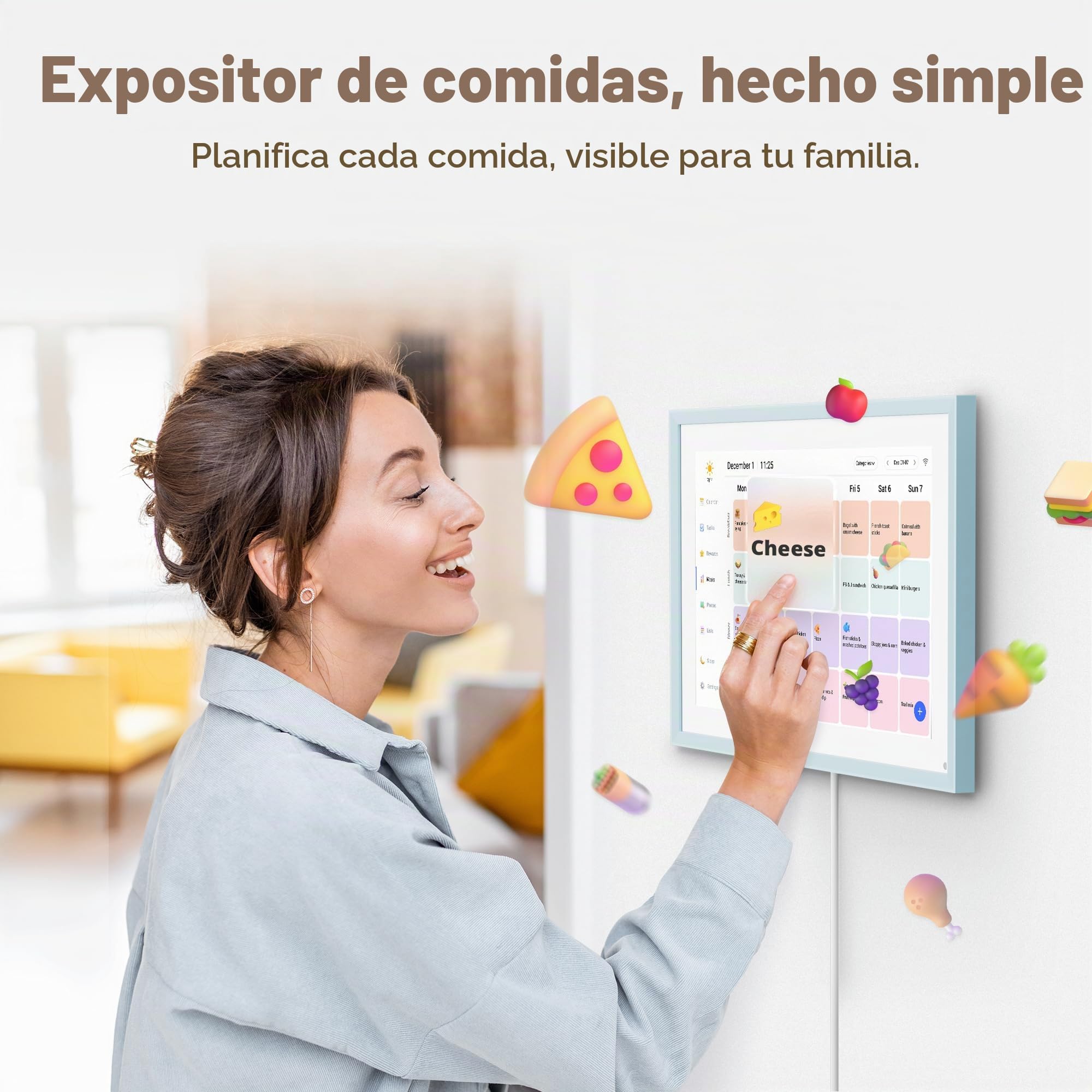 Dragon Touch Calendario Digital de Pared de 10,1 pulgadas, Planificador de calendario electrónico con 2 marcos reemplazables, memoria de 32GB, Calendario de escritorio con pantalla táctil, Blanco