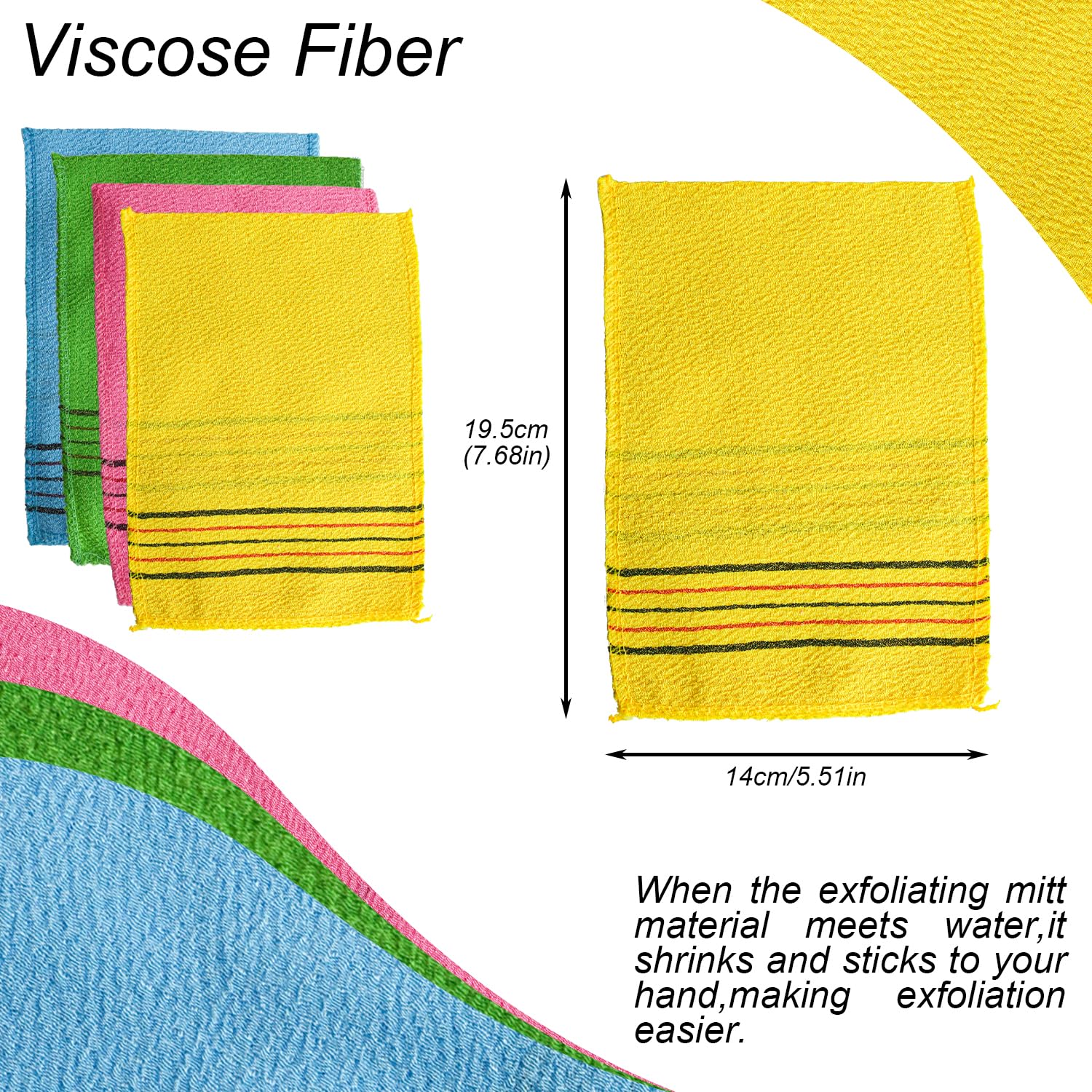 4 Pieces Korean Exfoliating Mitt Dual-Sided Exfoliating Cloth Korean Exfoliating Cloth Italy Towel for Removing Skin Callus Acne Breakout Clean Dry Skin Pores Cell(4 Colors) - Image 2