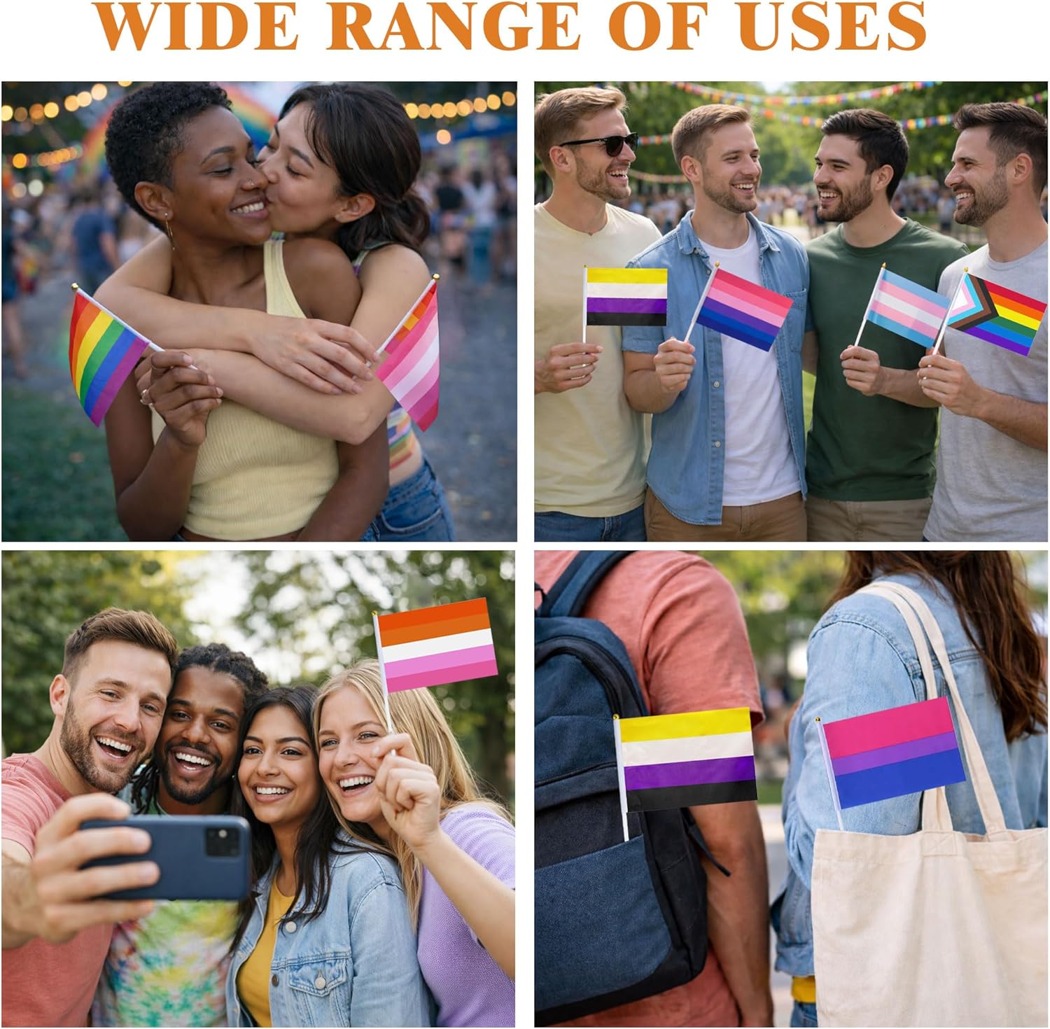 200 Pcs Mini Pride Flags Set LGBT Small Flag Hand Held Progress Rainbow Gay Genderqueer Asexual Nonbinary Lesbian Intersex Transgender Genderfluid Abrosexual Pansexual Bisexual Party Dec（10 Styles）