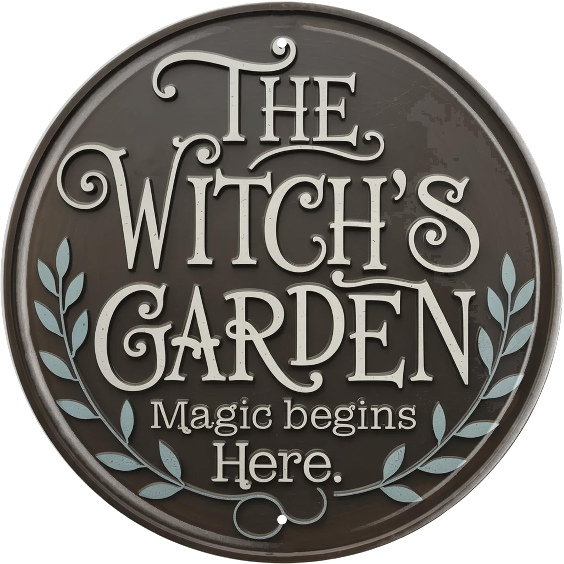Witch’s Garden Magic Metal Sign 8x8in Round Whimsical Plaque for Garden Wall Decor Mystical Gift