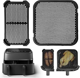 2 pieces silicone mudguards for Philips Airfryer Accessories | Fits Philips Airfryer 3000/5000 Dual Basket, NA350 & NA550 (6L/3L), Hot Air Fryer Accessories (Black)